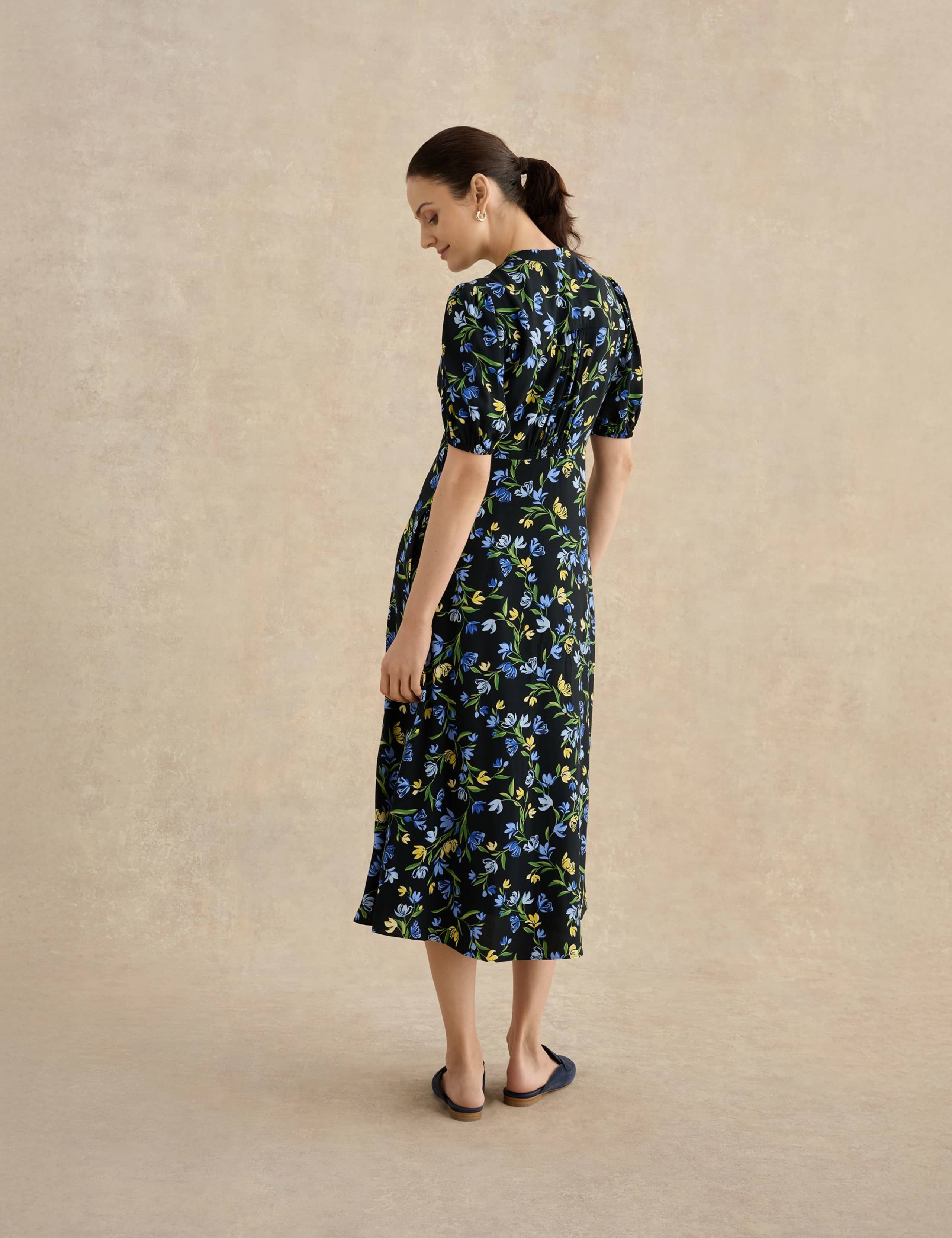 Floral V-Neck Midi Tea Dress 4 of 5