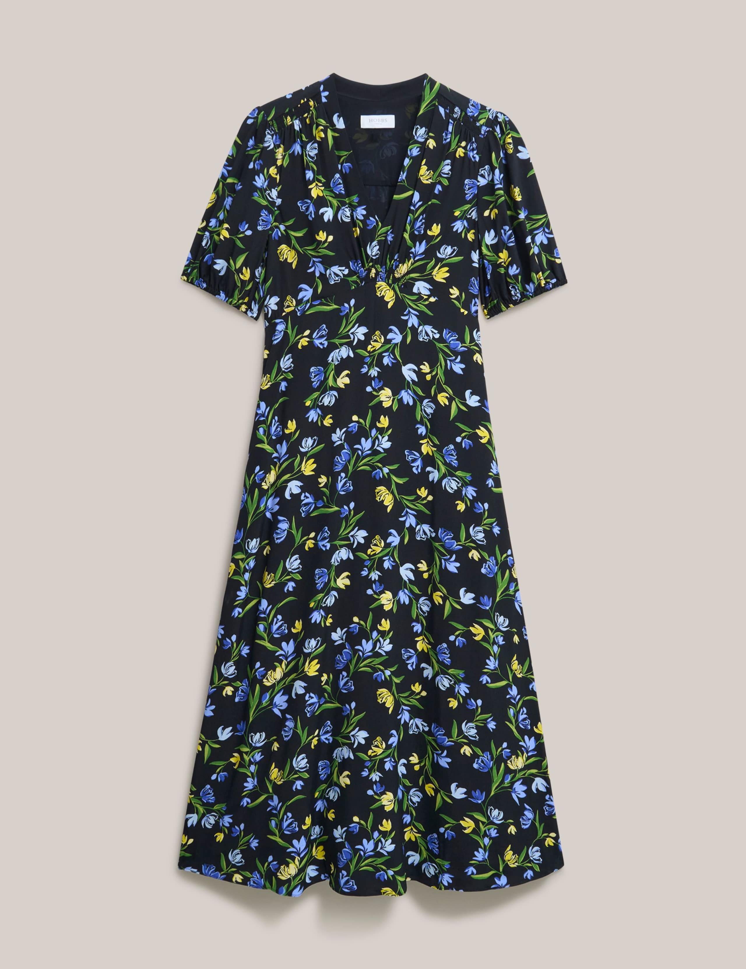 Floral V-Neck Midi Tea Dress 2 of 5