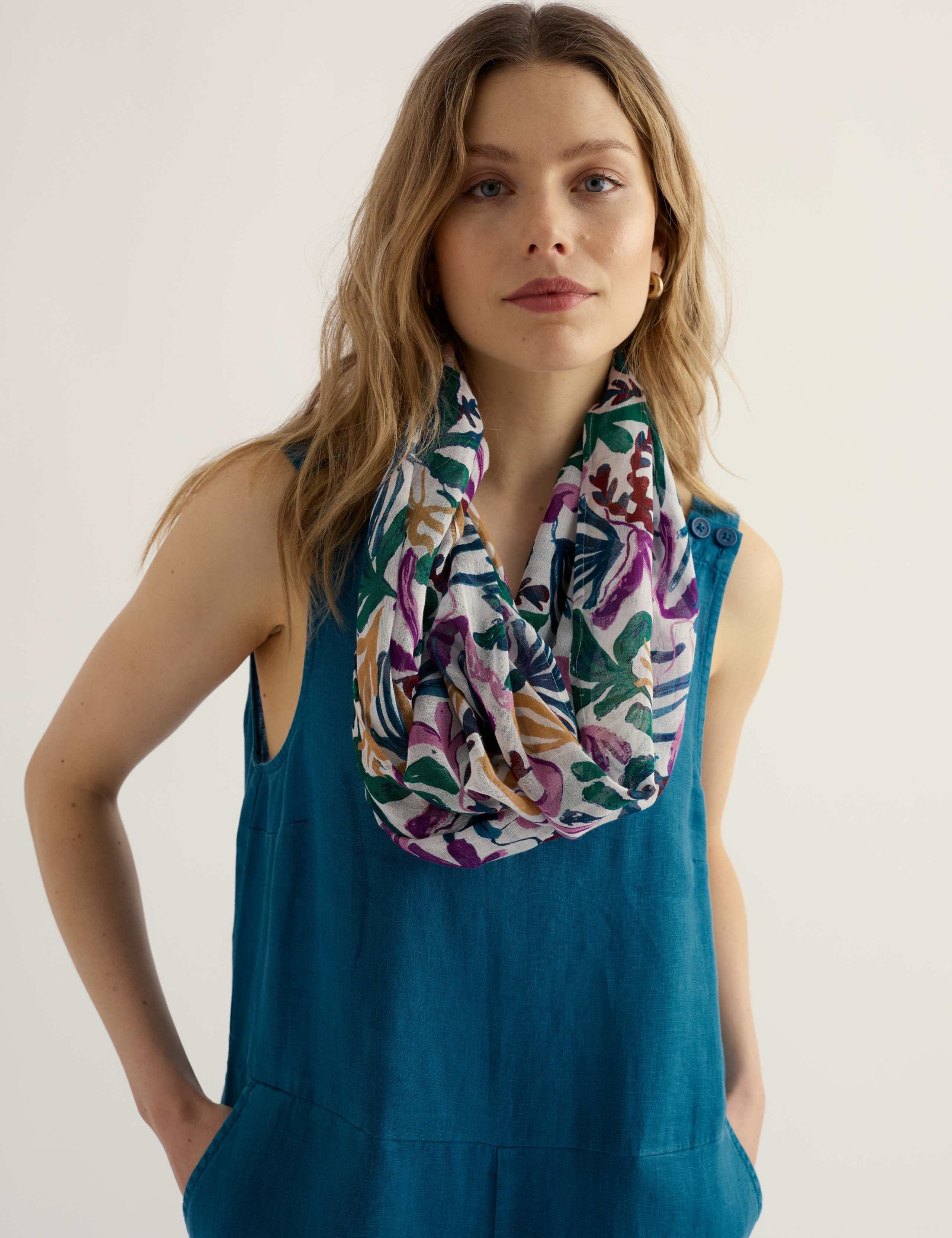 Modal Rich Floral Snood with Linen 3 of 4