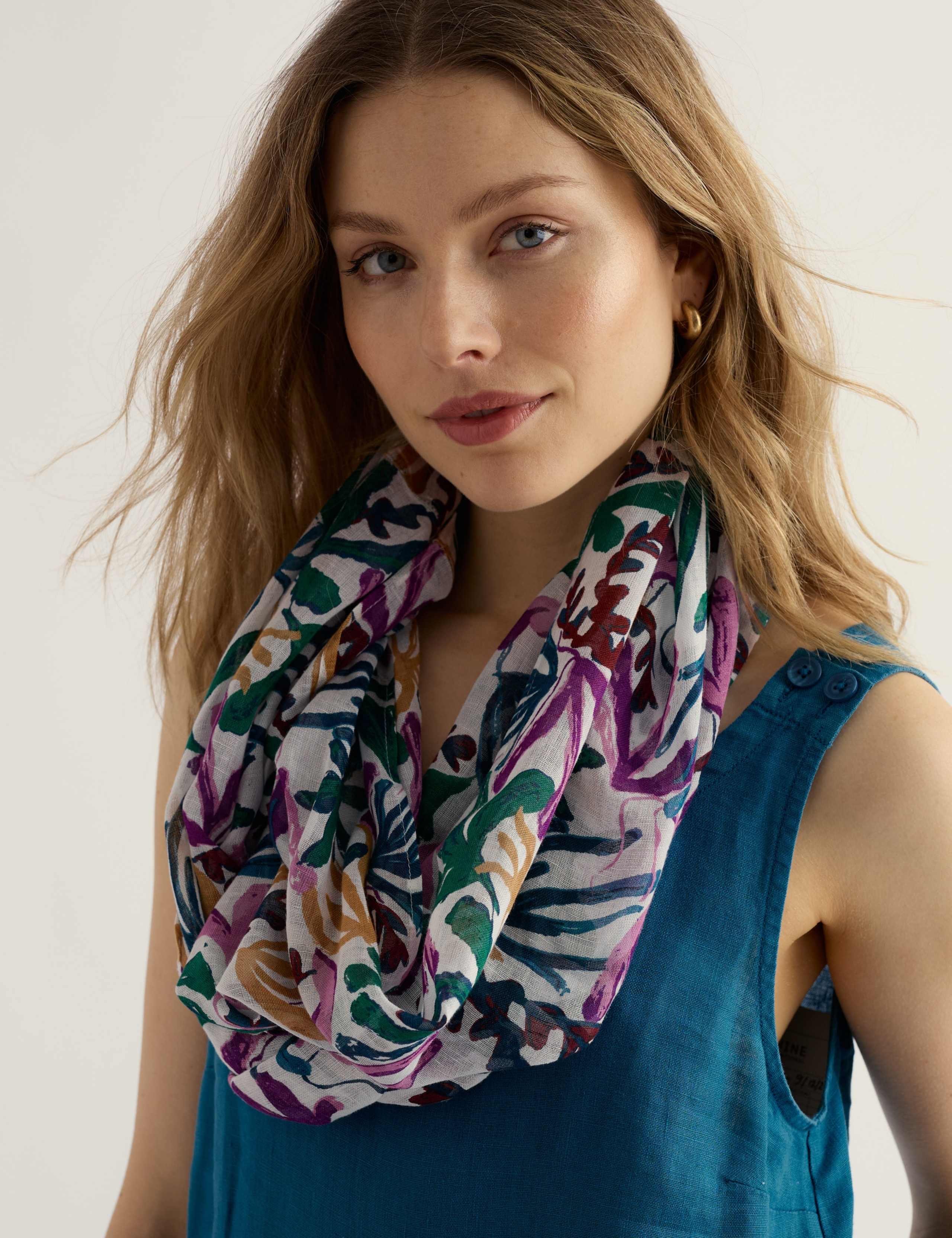 Modal Rich Floral Snood with Linen 4 of 4