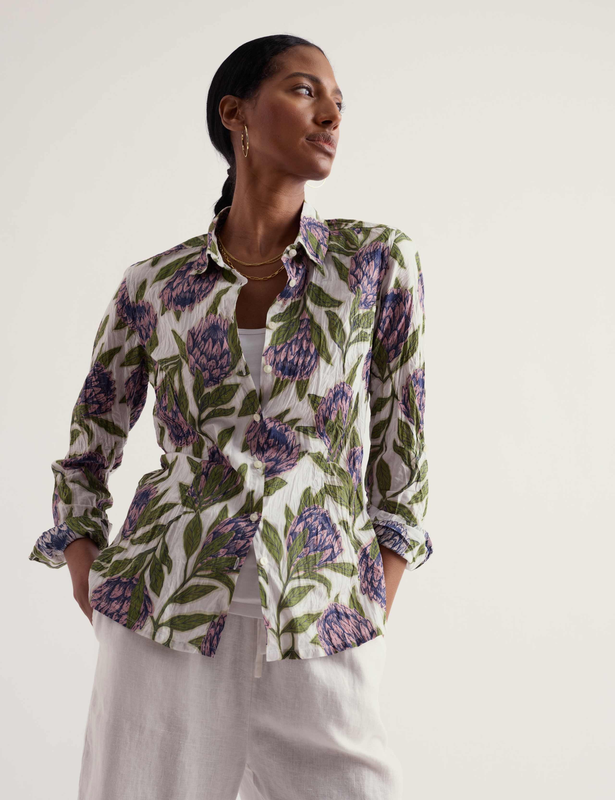 Pure Cotton Floral Collared Shirt 3 of 7