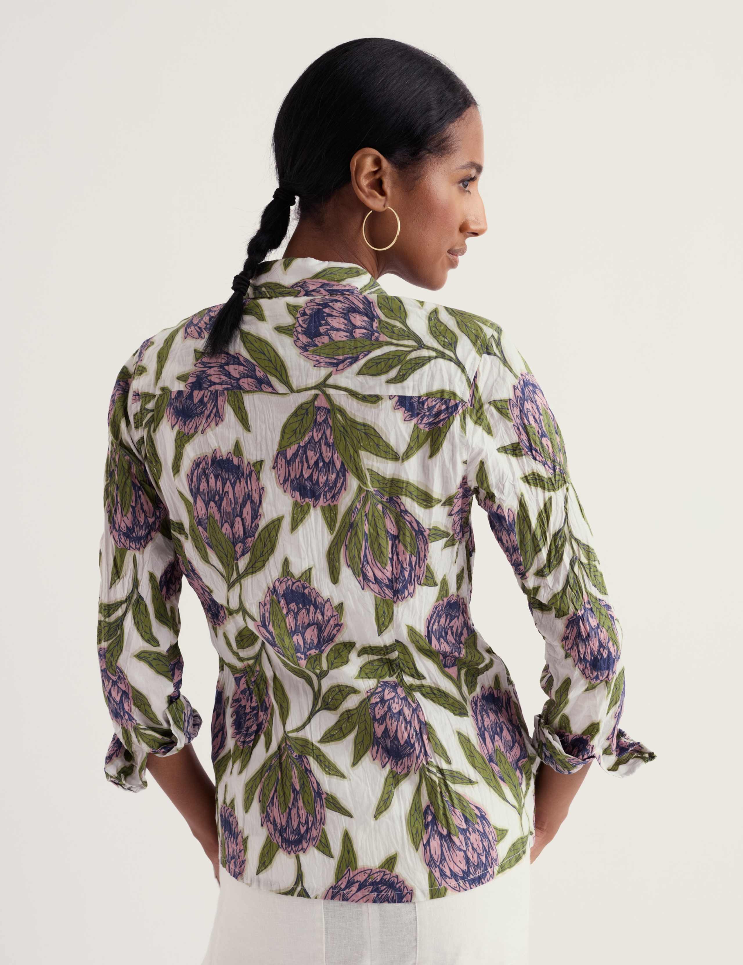 Pure Cotton Floral Collared Shirt 4 of 7