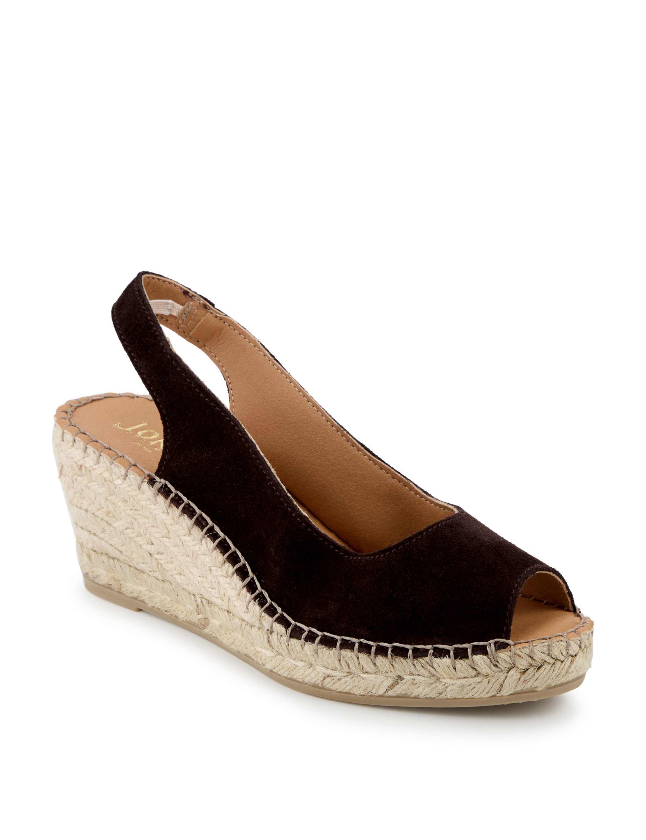 Standard Fit Suede Wedge Open Toe Espadrilles 2 of 6