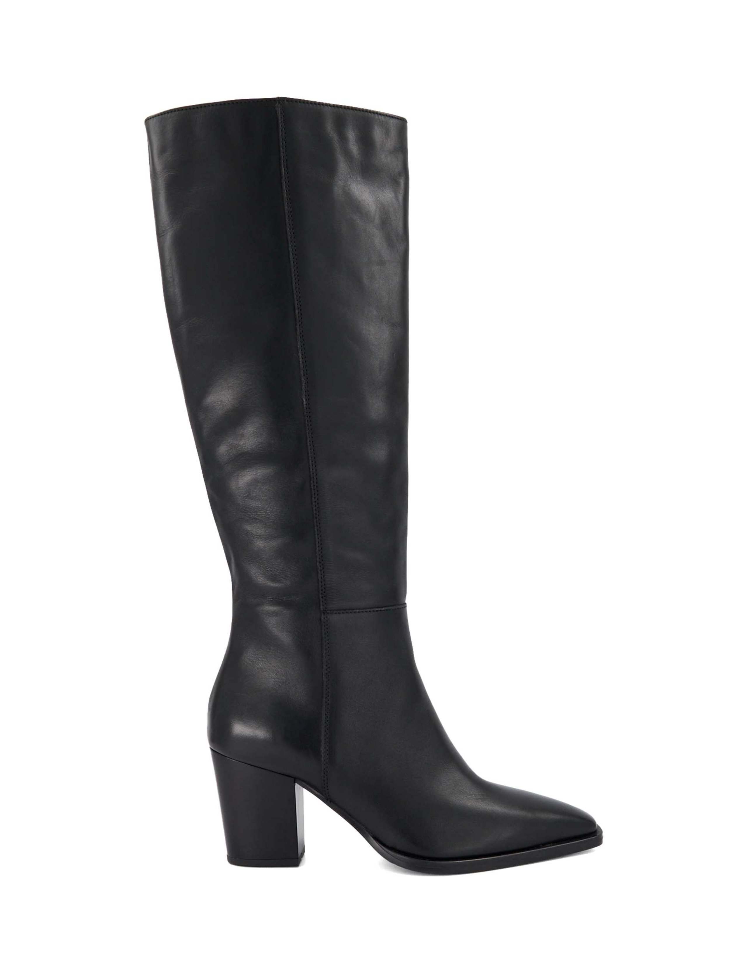 Tanners Leather Block Heel Knee Boots 1 of 4