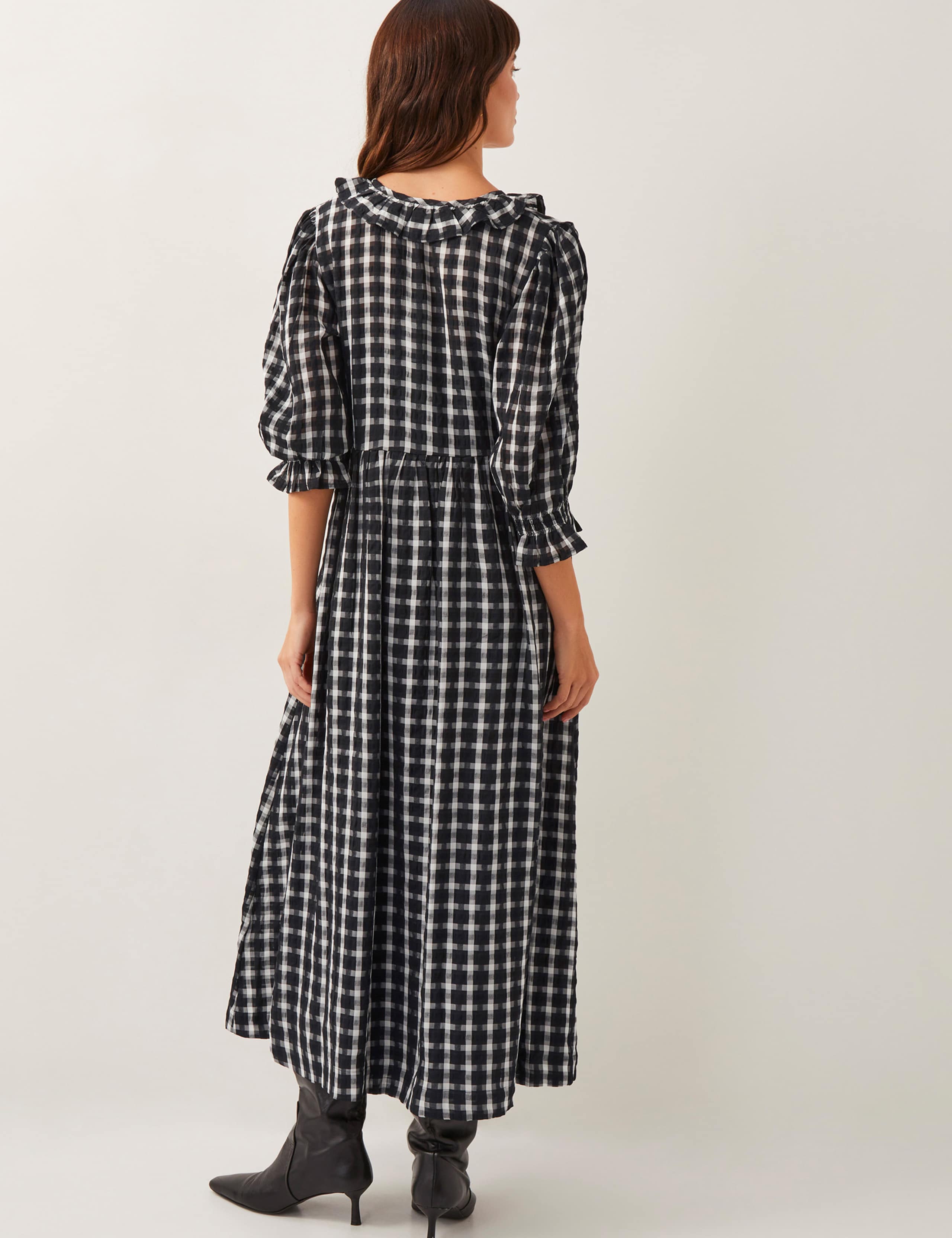 Checked Collared V-Neck Midi Skater Dress 5 of 5