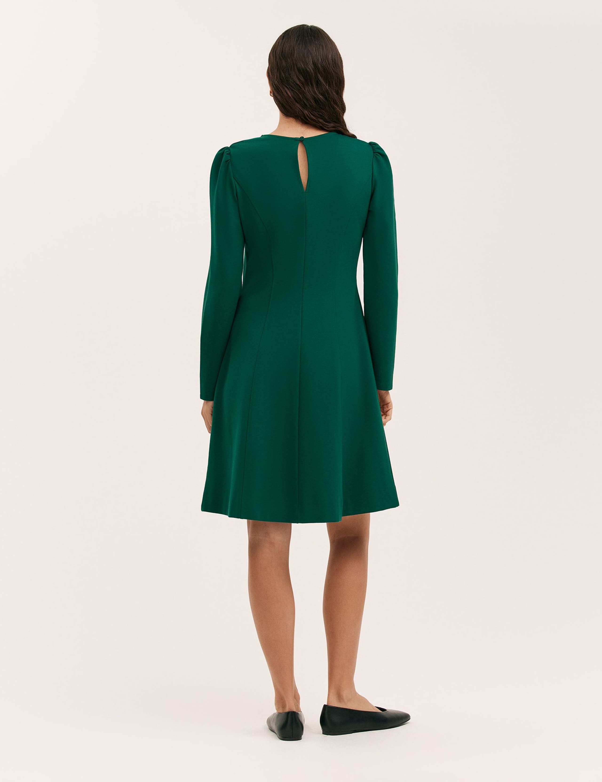 Jersey Zip Neck Midi Skater Dress 2 of 4