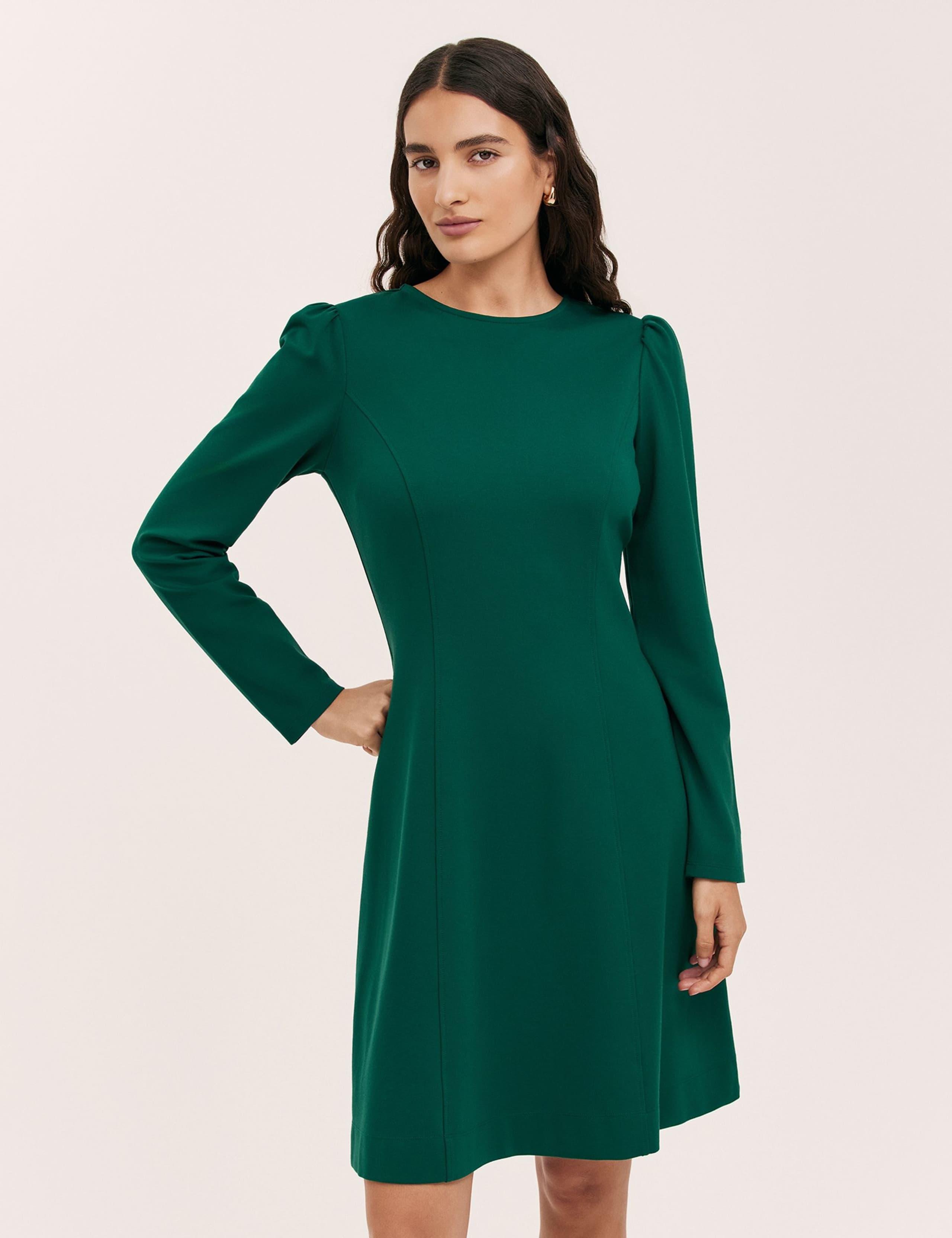Jersey Zip Neck Midi Skater Dress 3 of 4