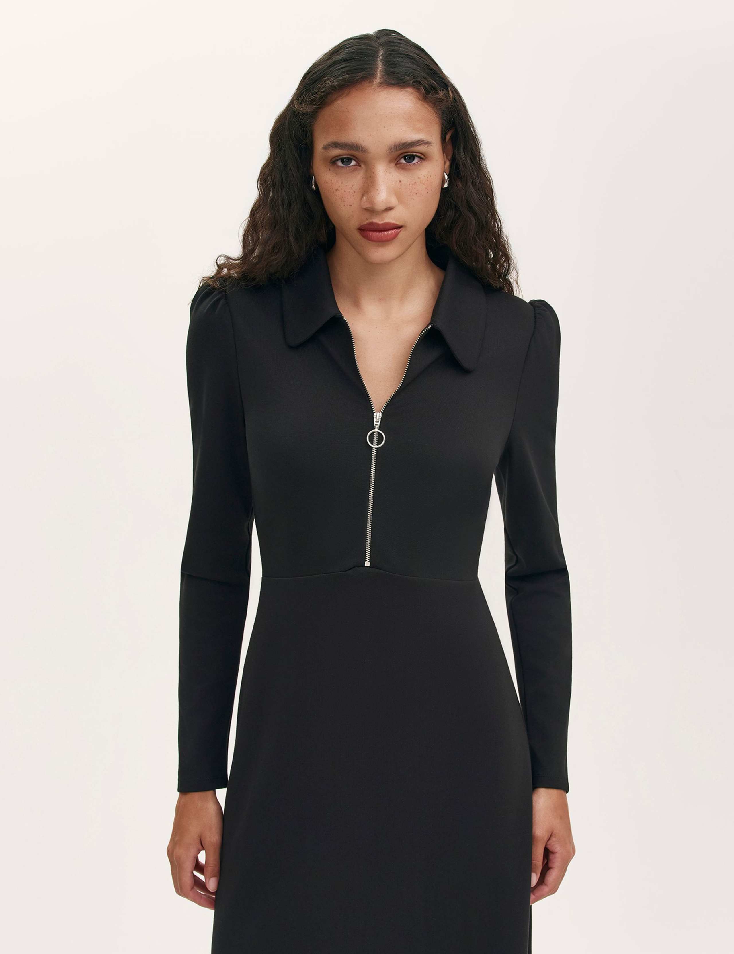Jersey Zip Neck Midi Skater Dress 4 of 4