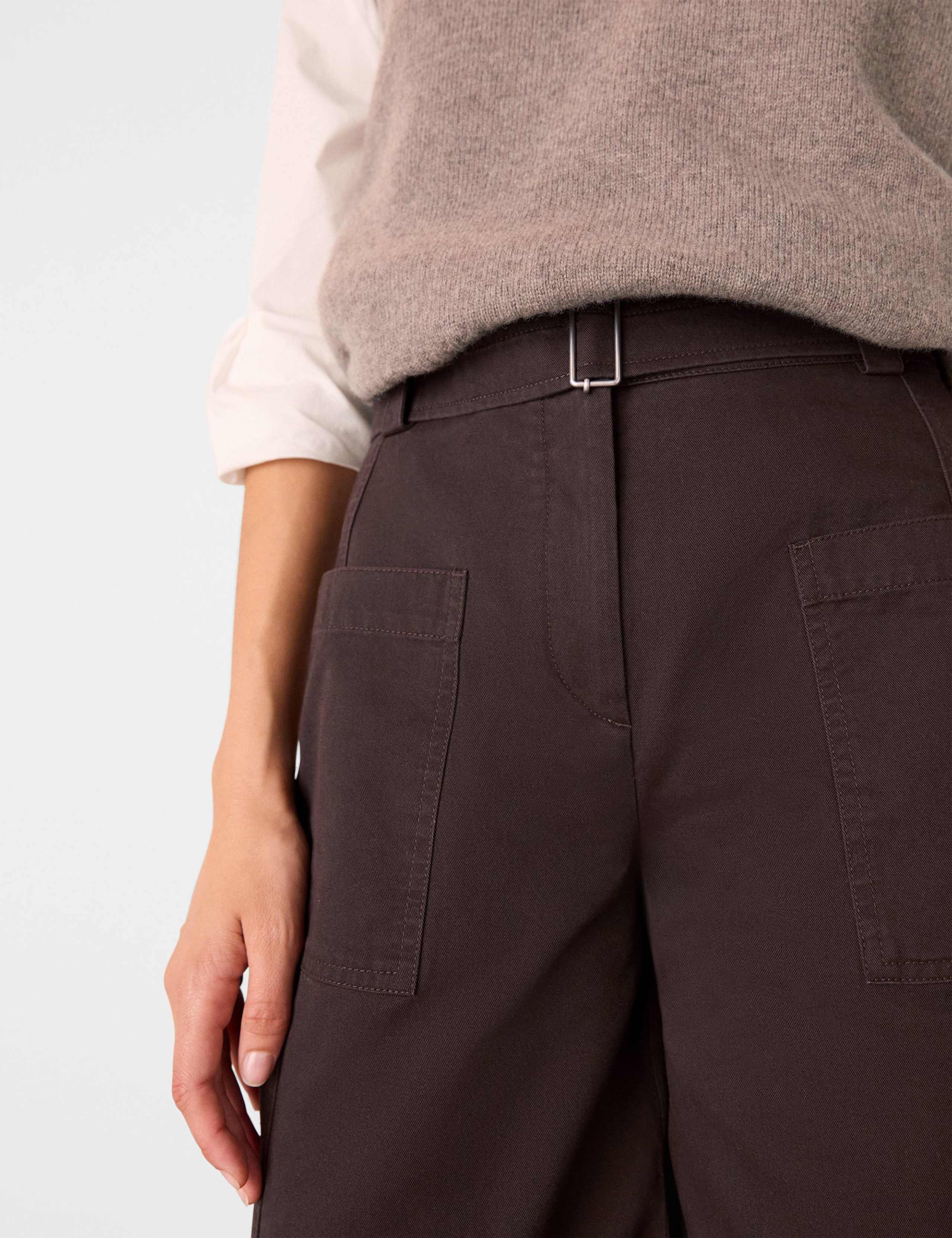 Pure Cotton Barrel Leg Ankle Grazer Trousers 4 of 4