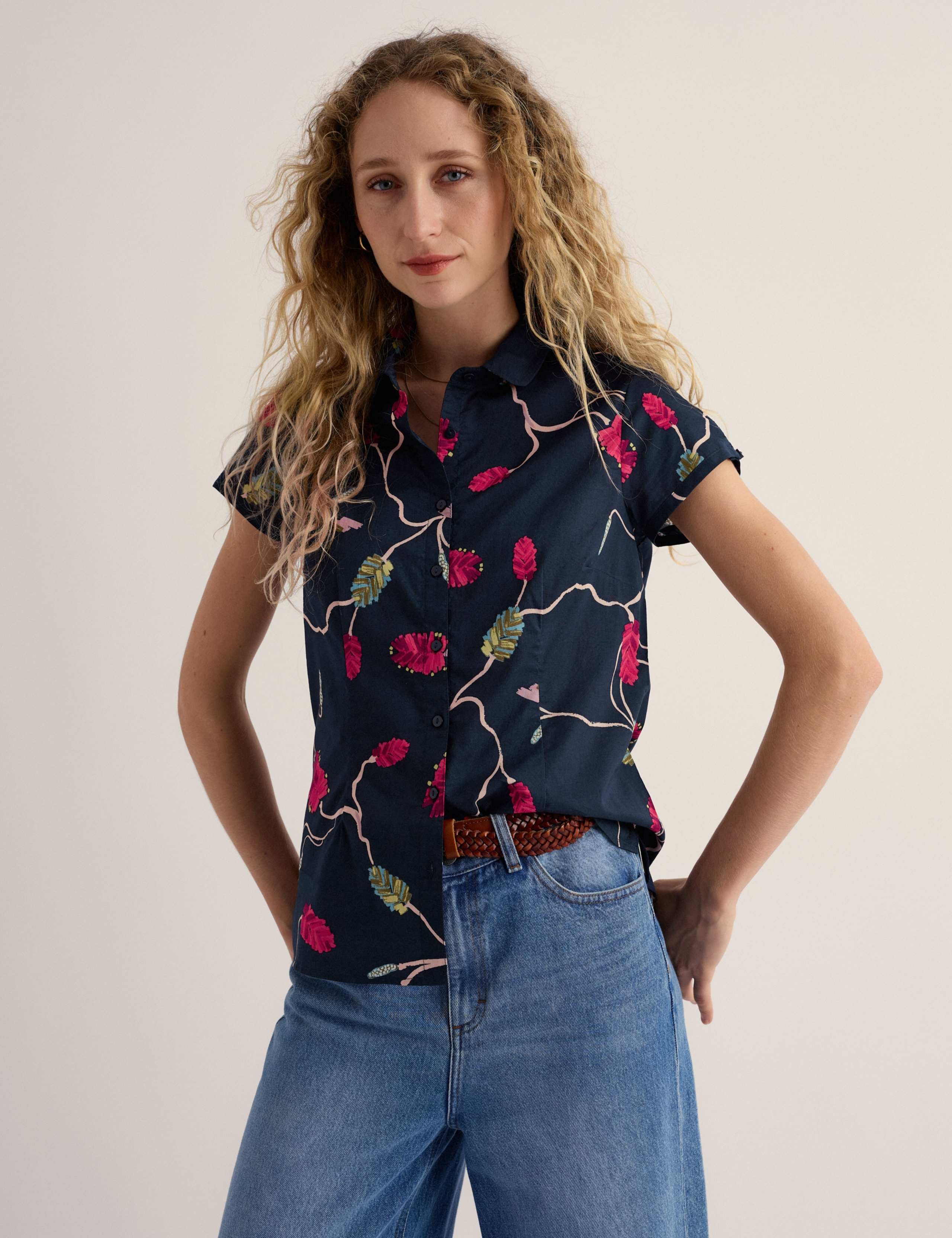 Pure Cotton Floral Collared Shirt 1 of 5
