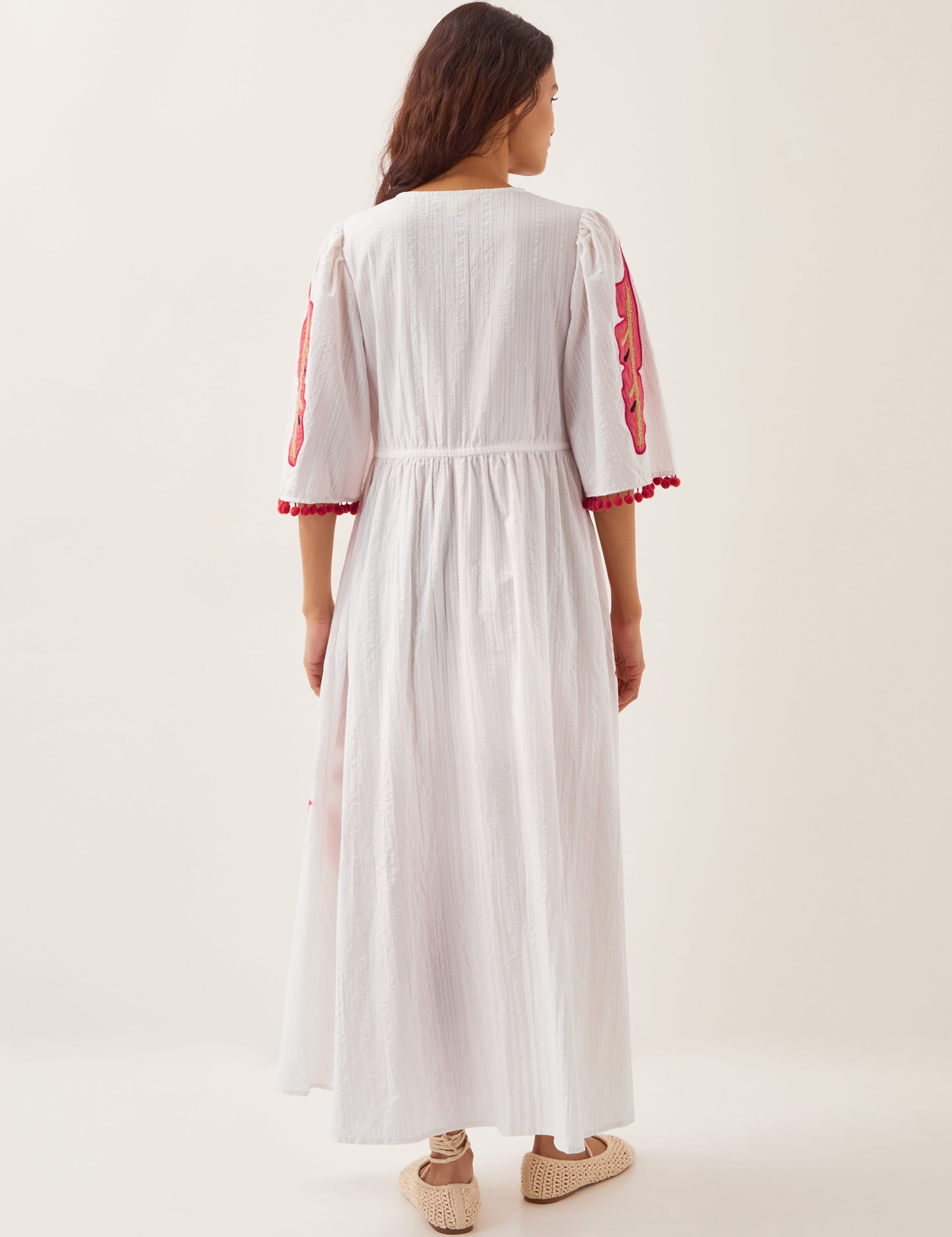Pure Cotton Embroidered V-Neck Maxi Dress 4 of 4