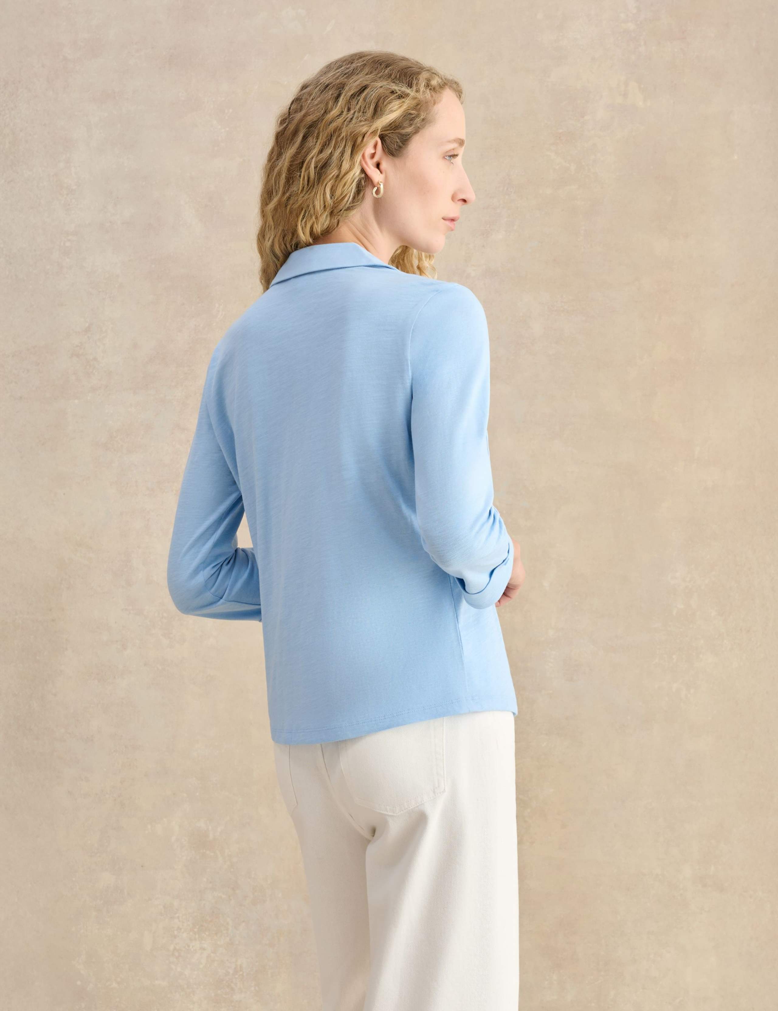 Pure Cotton Collared V-Neck 3/4 Sleeve Shirt 3 of 5