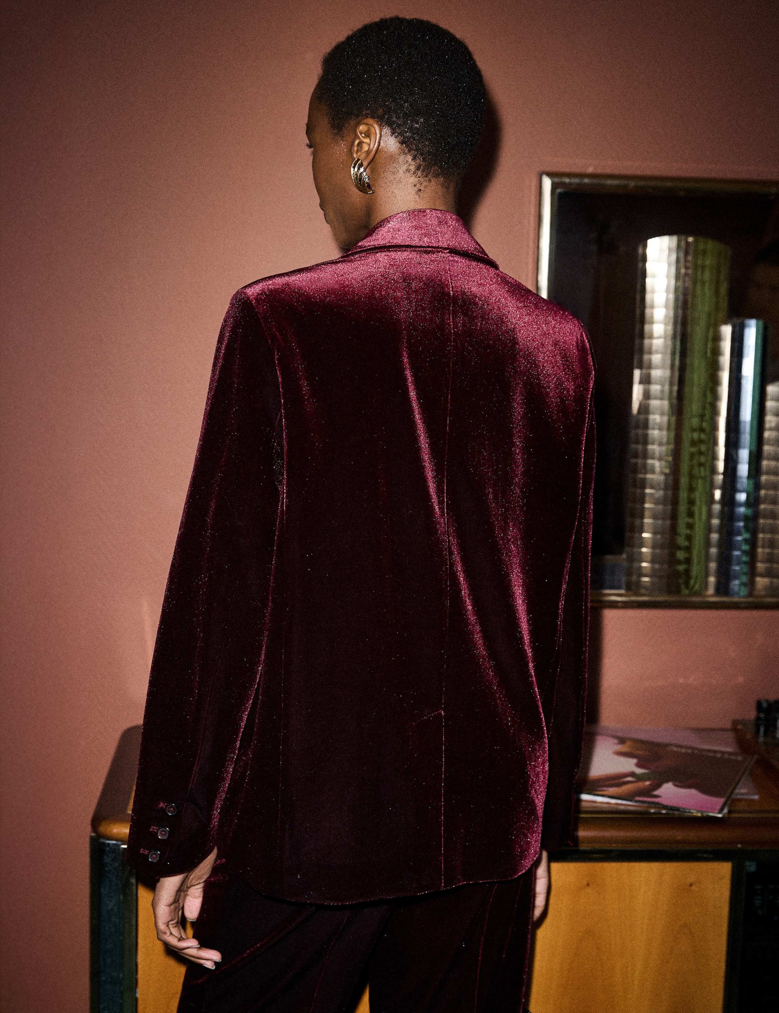 Velvet Double Breasted Oversized Blazer 2 of 6