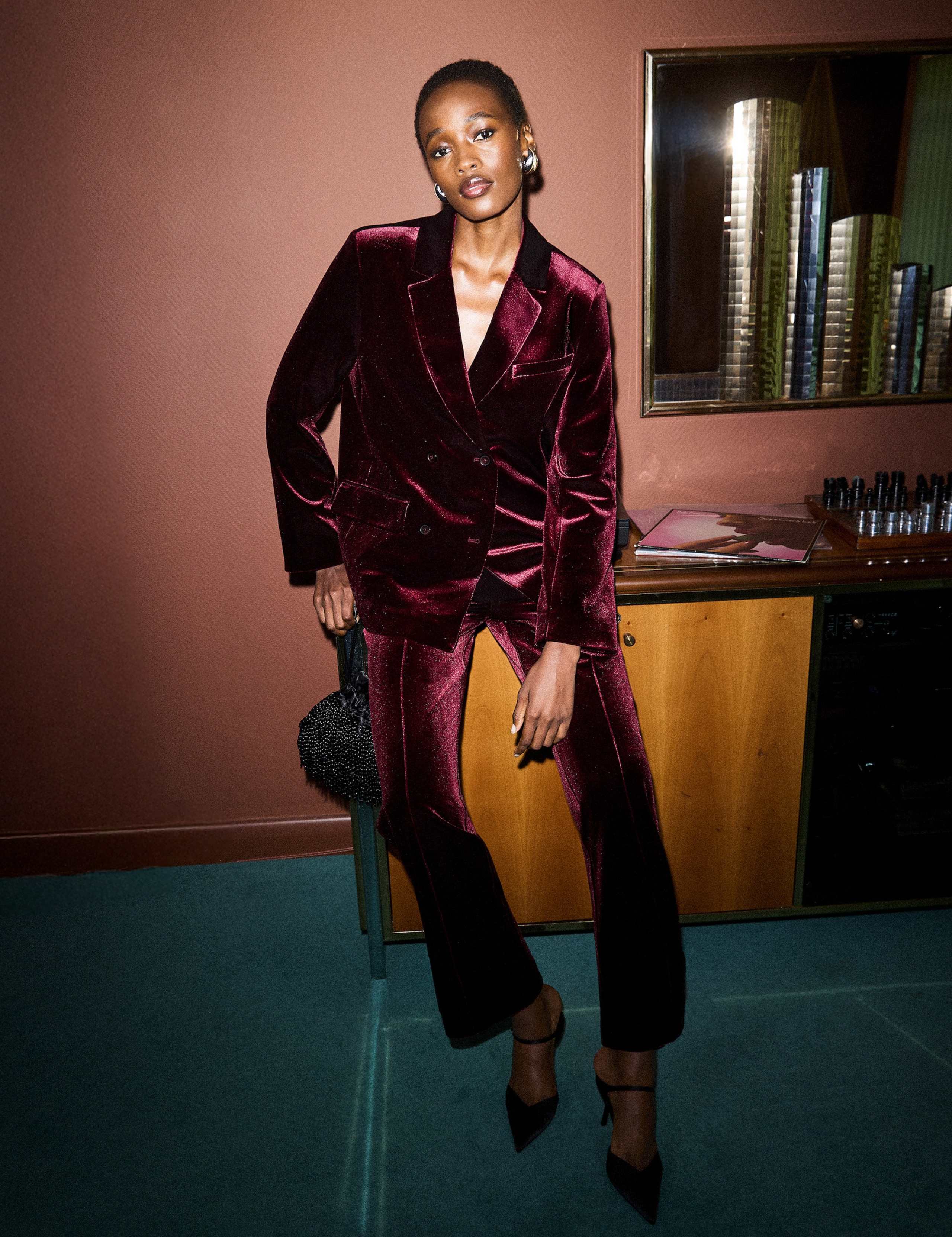 Velvet Double Breasted Oversized Blazer 3 of 6