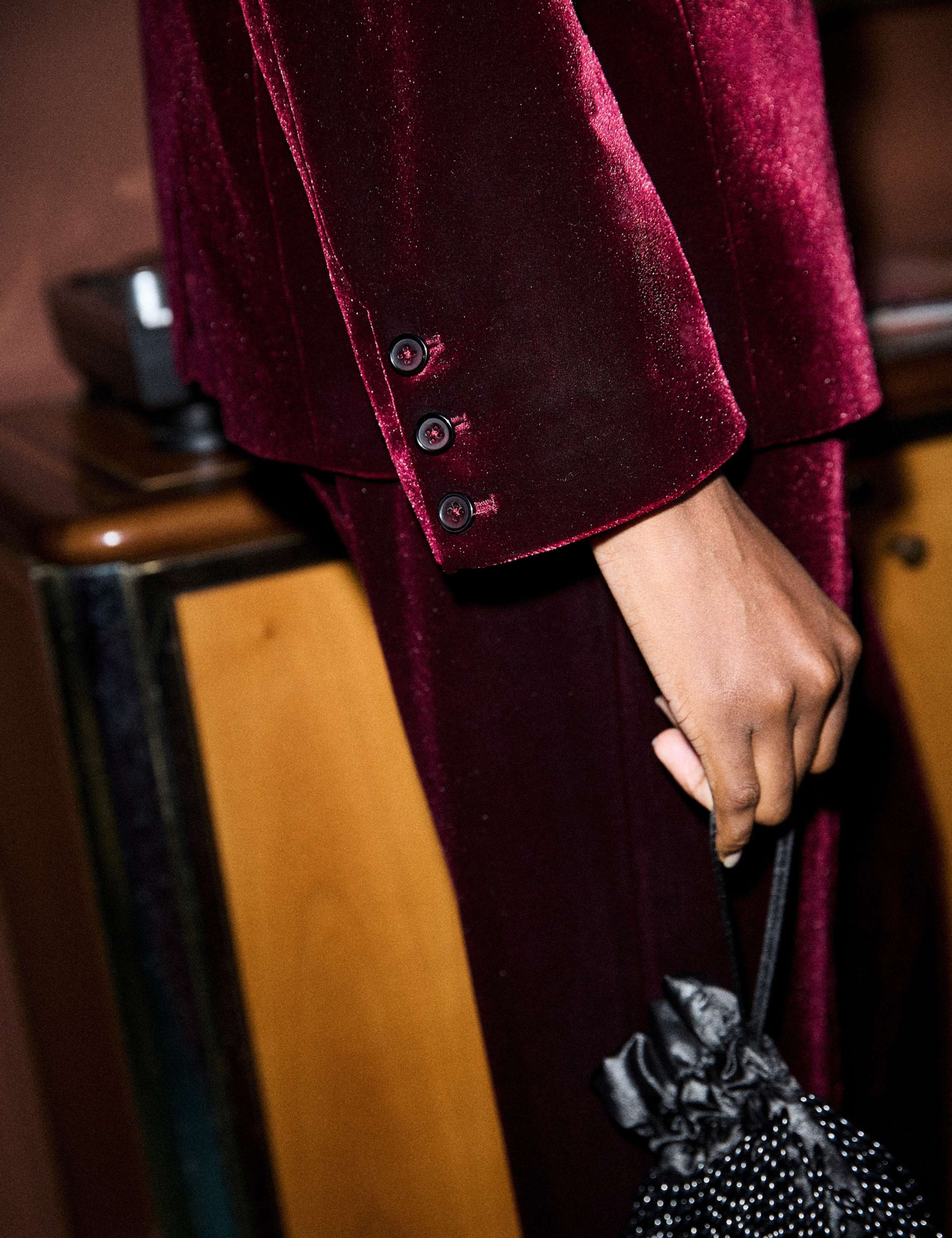 Velvet Double Breasted Oversized Blazer 4 of 6