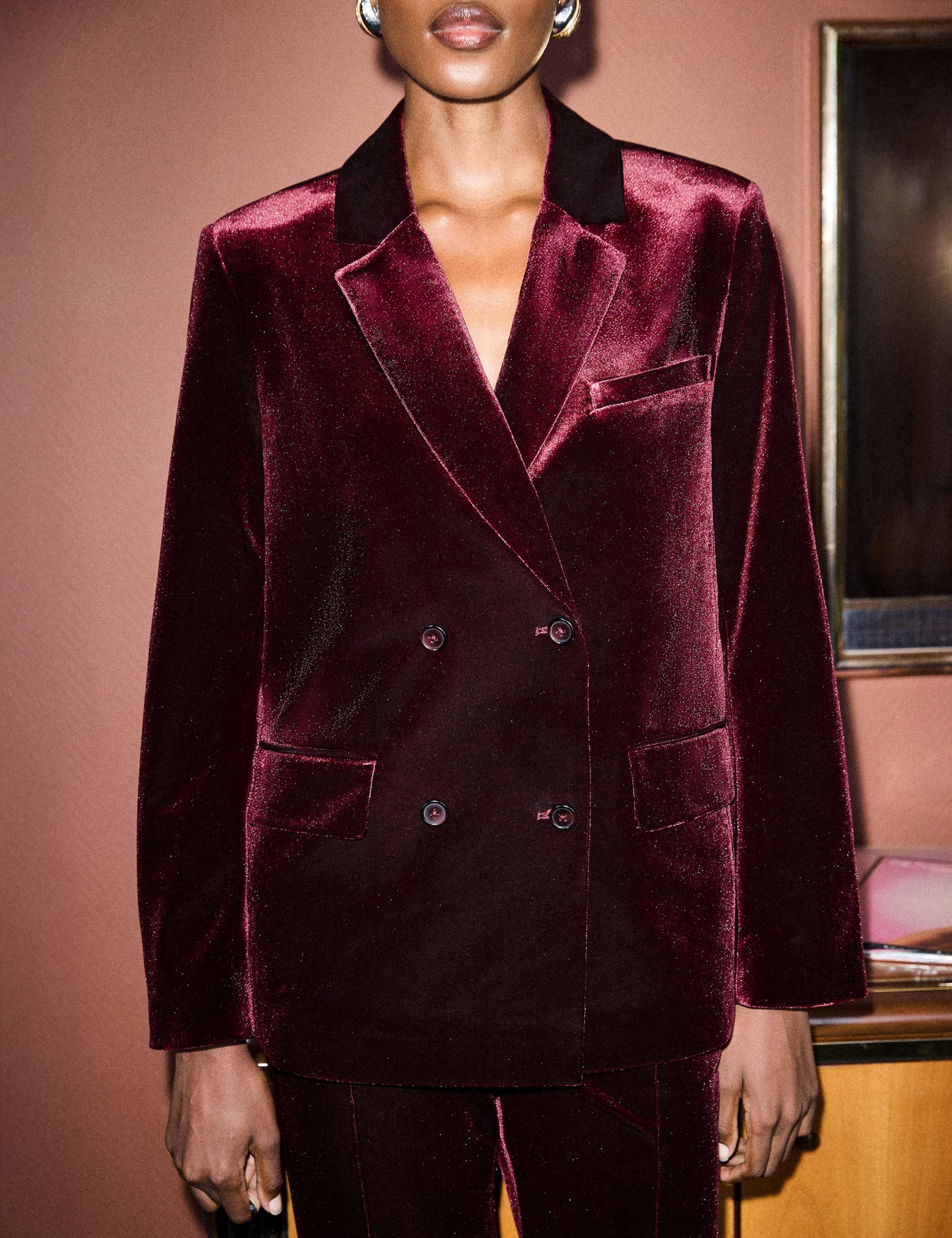 Velvet Double Breasted Oversized Blazer 5 of 6