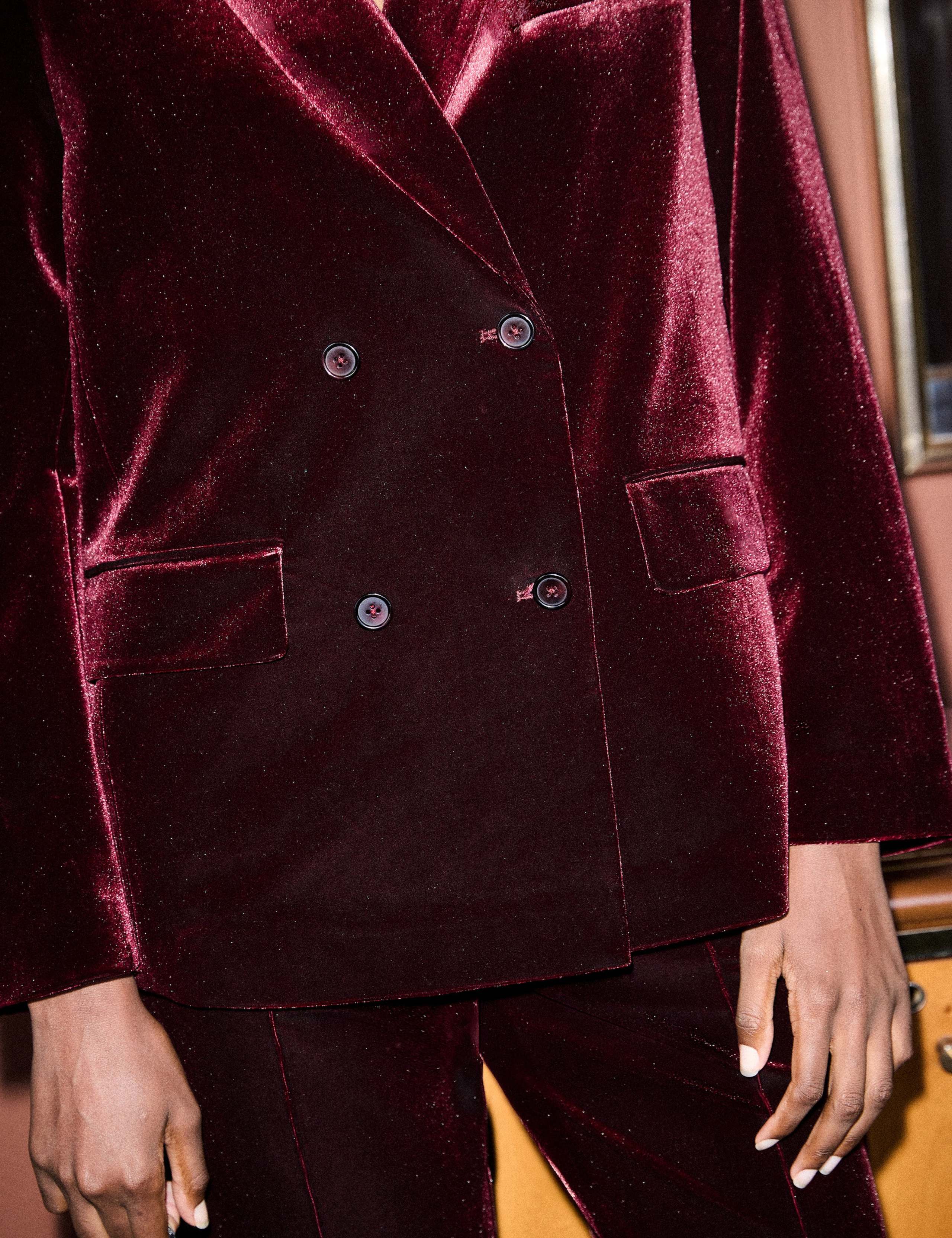 Velvet Double Breasted Oversized Blazer 6 of 6