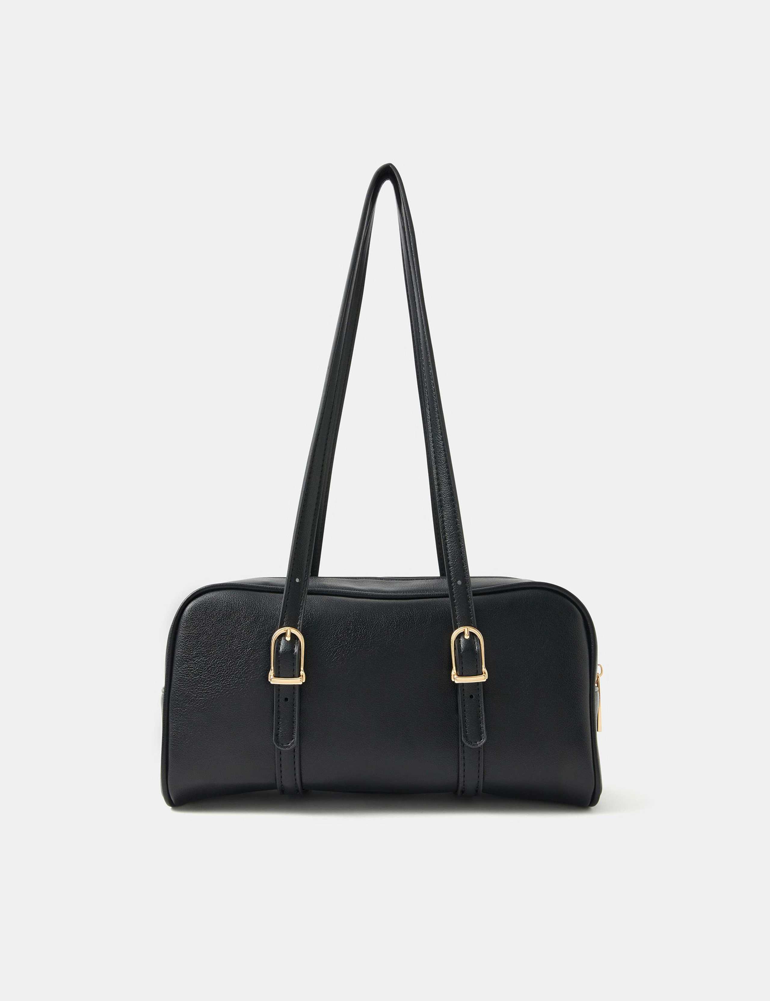 Faux Leather Double Buckle Bowler Bag 1 of 5