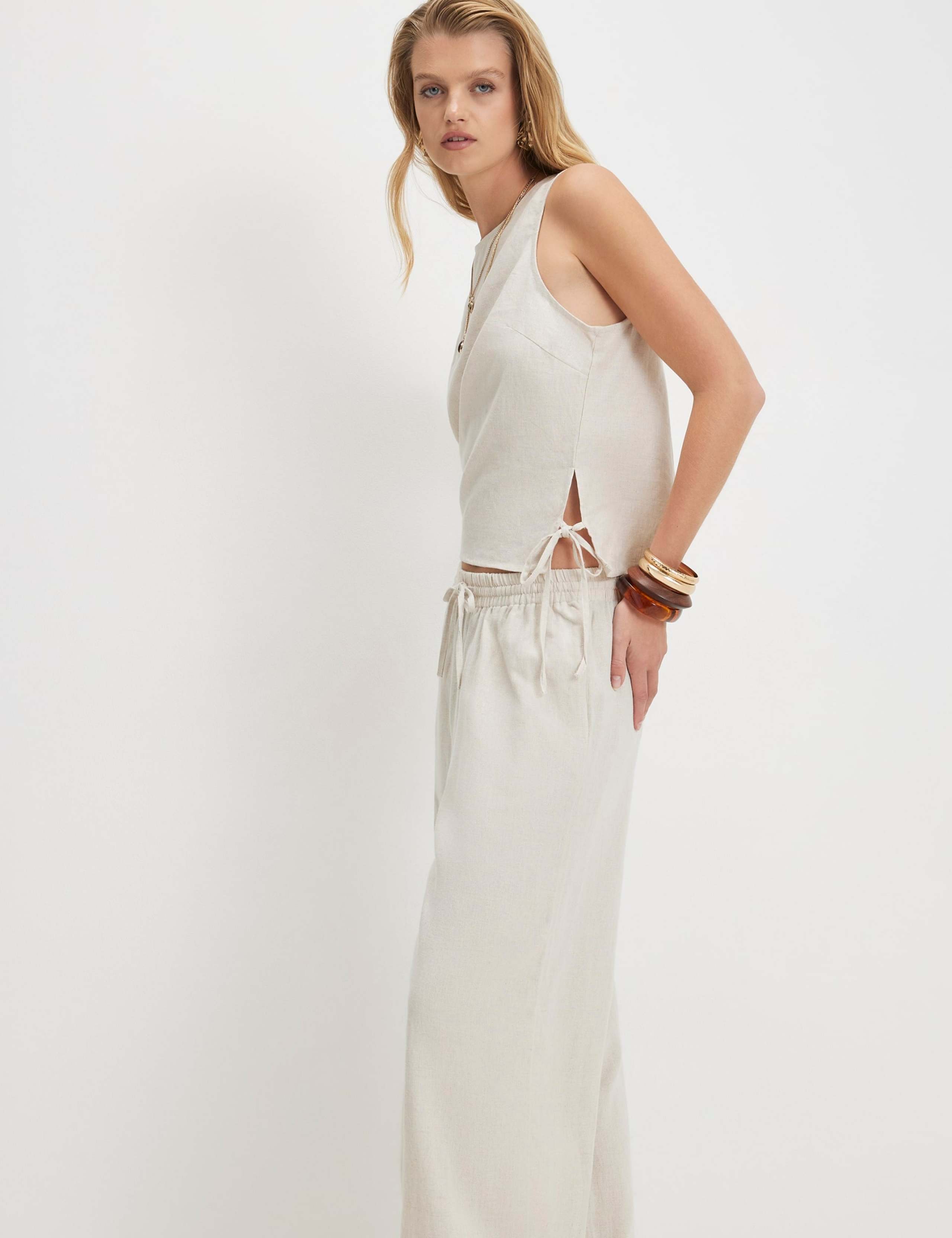 Linen Rich Wide Leg Trousers 2 of 6