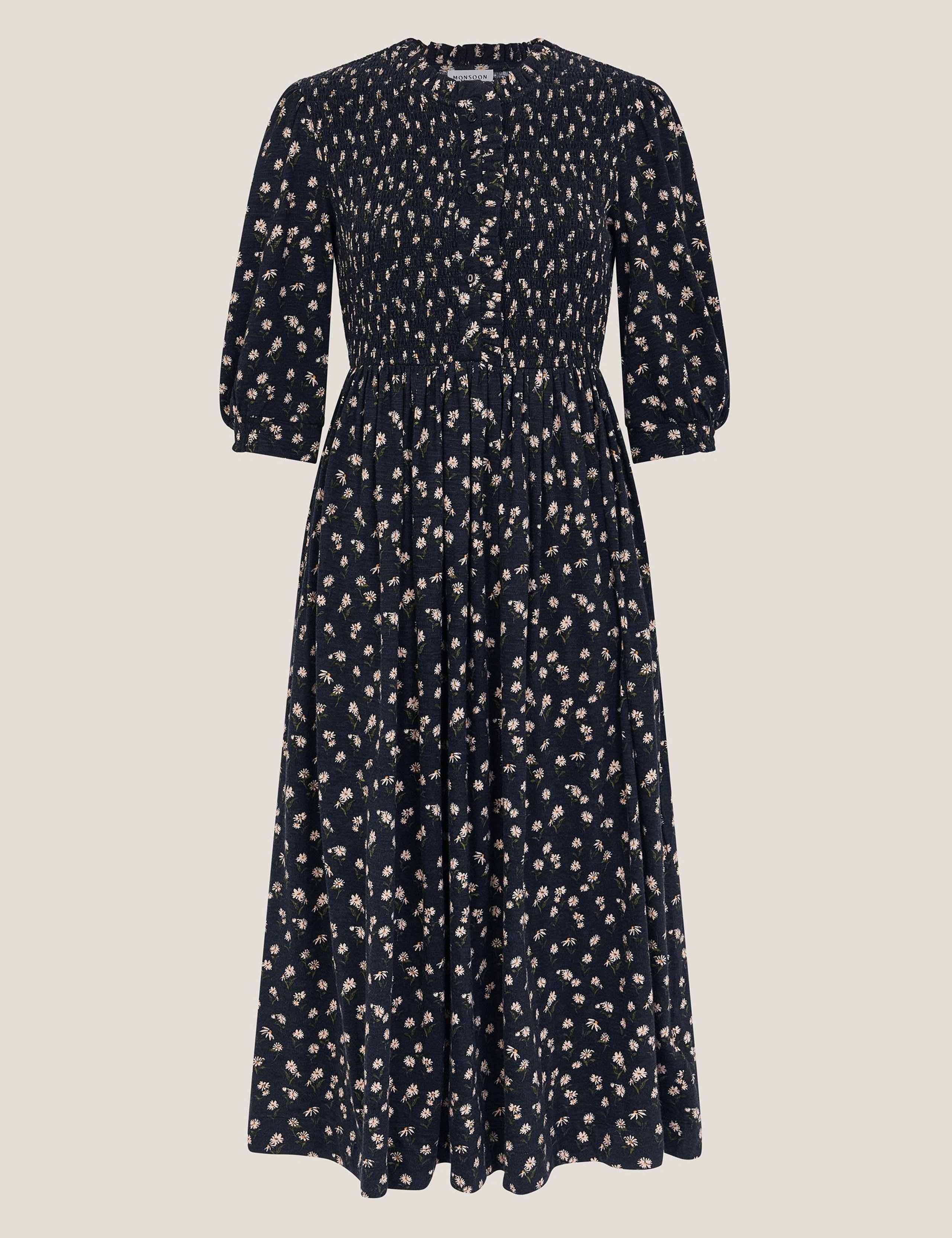 Jersey Floral Midi Shirred Waisted Dress 2 of 6