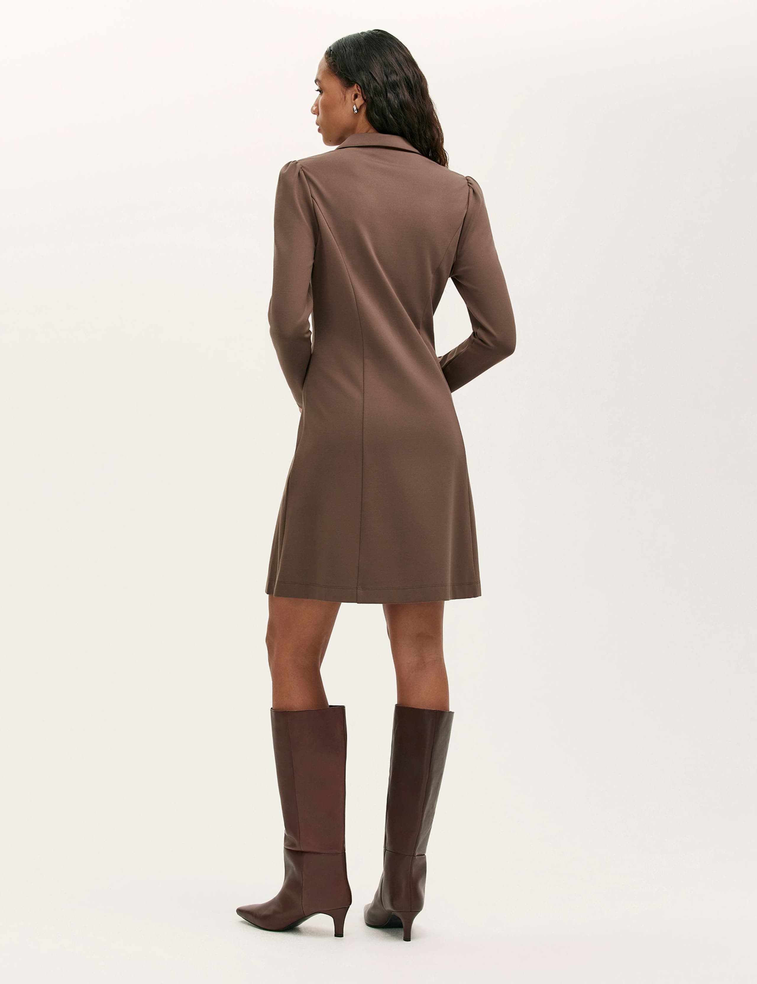 Jersey Zip Neck Knee Length Shirt Dress 3 of 5