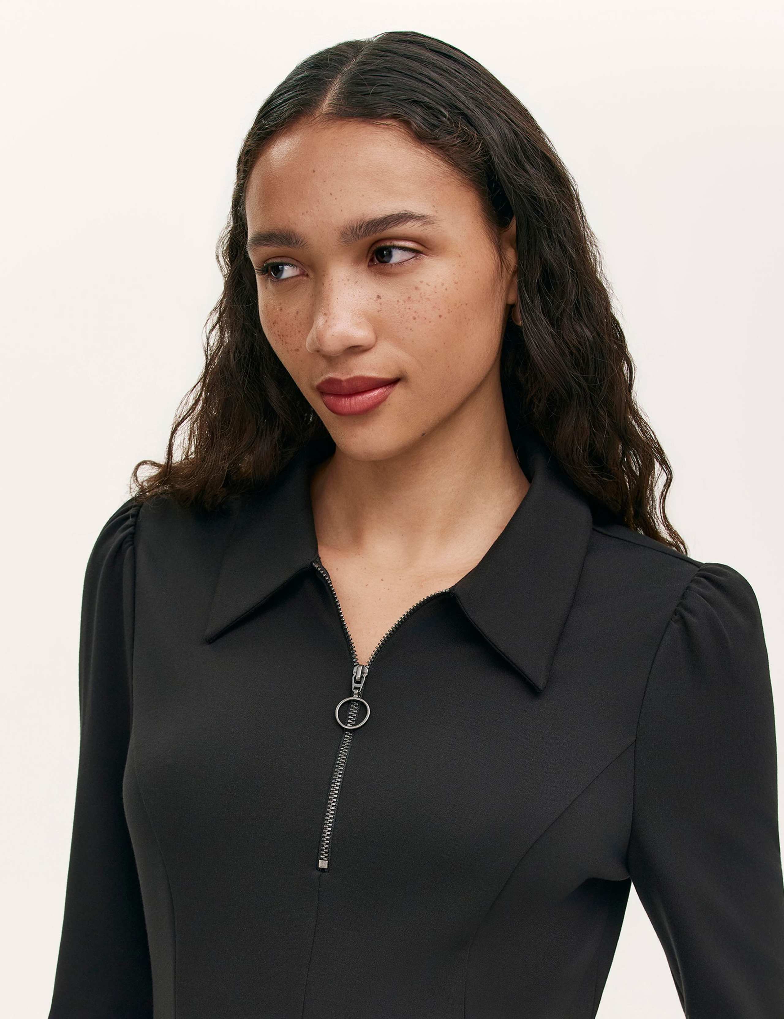 Jersey Zip Neck Knee Length Shirt Dress 4 of 4