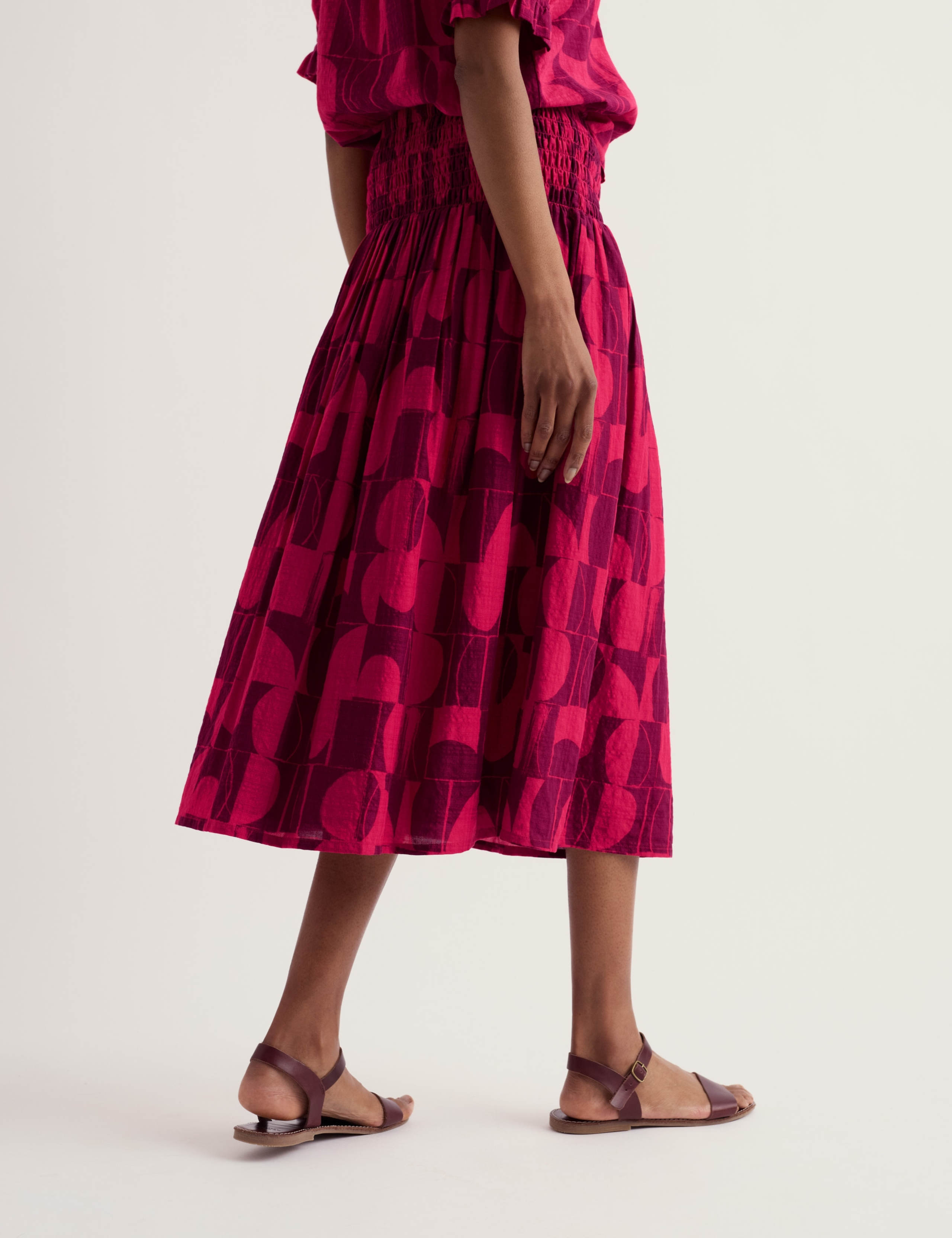 Cotton Rich Geometric Midi A-Line Skirt 5 of 5