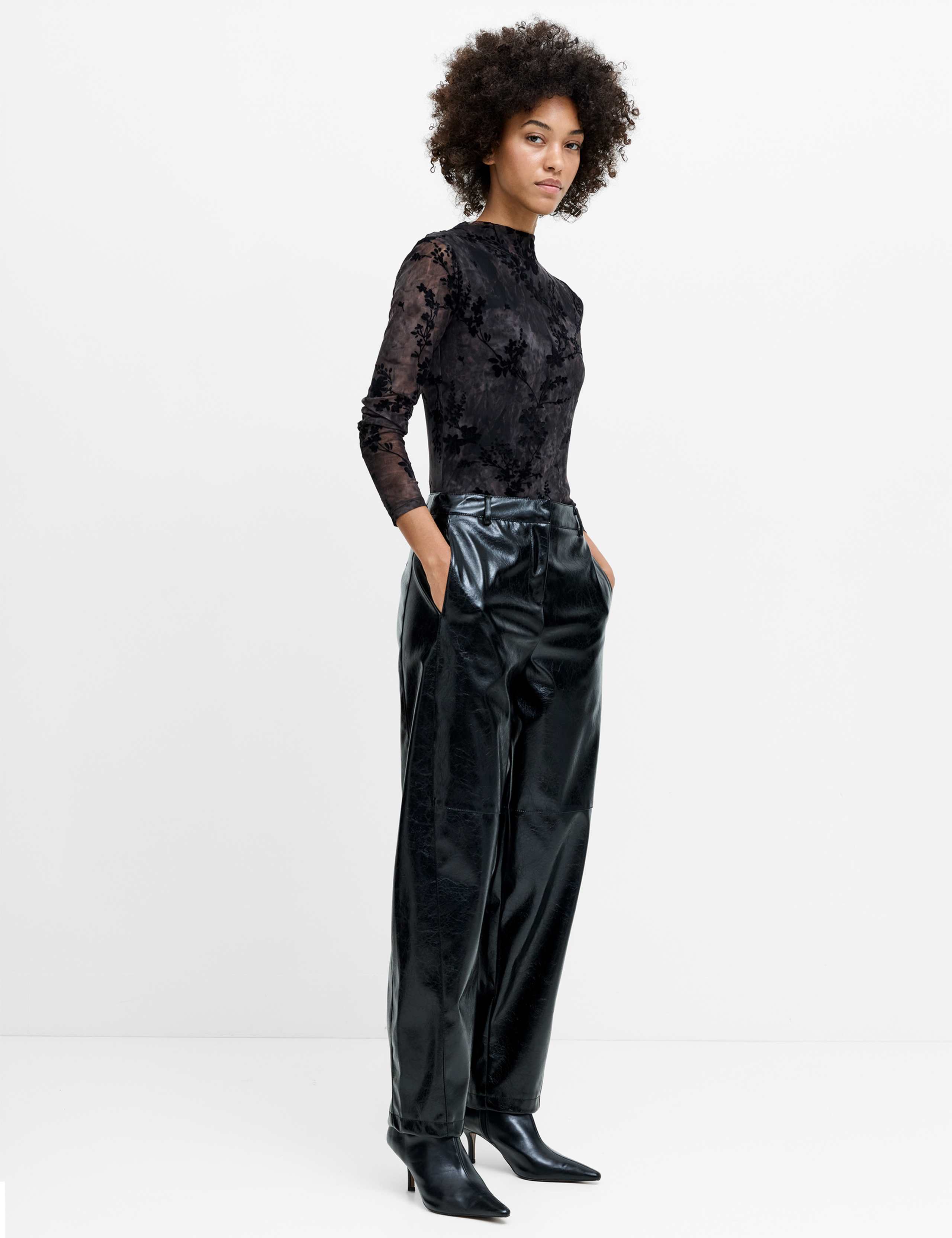 Faux Leather Barrel Leg Trousers 4 of 7