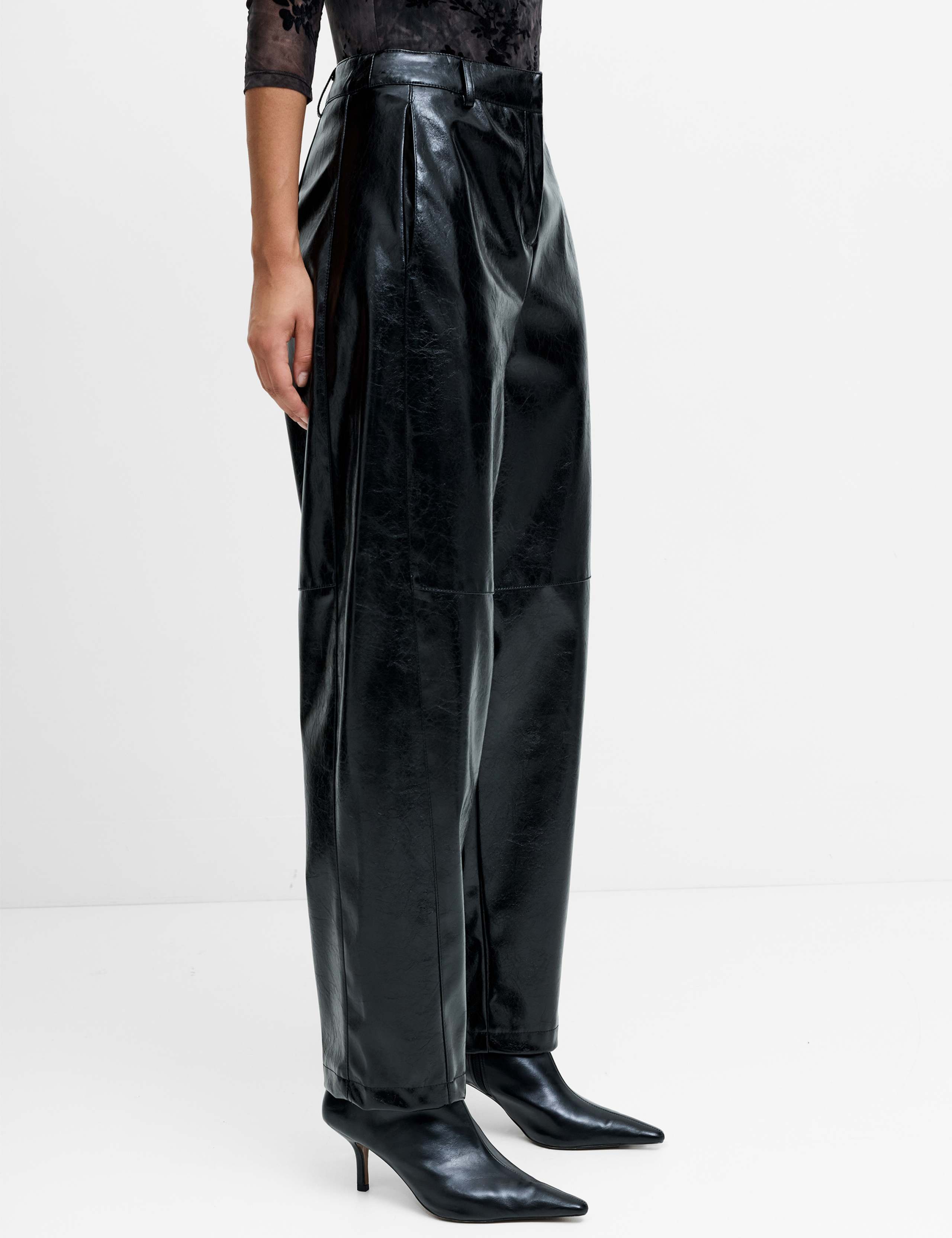 Faux Leather Barrel Leg Trousers 5 of 7
