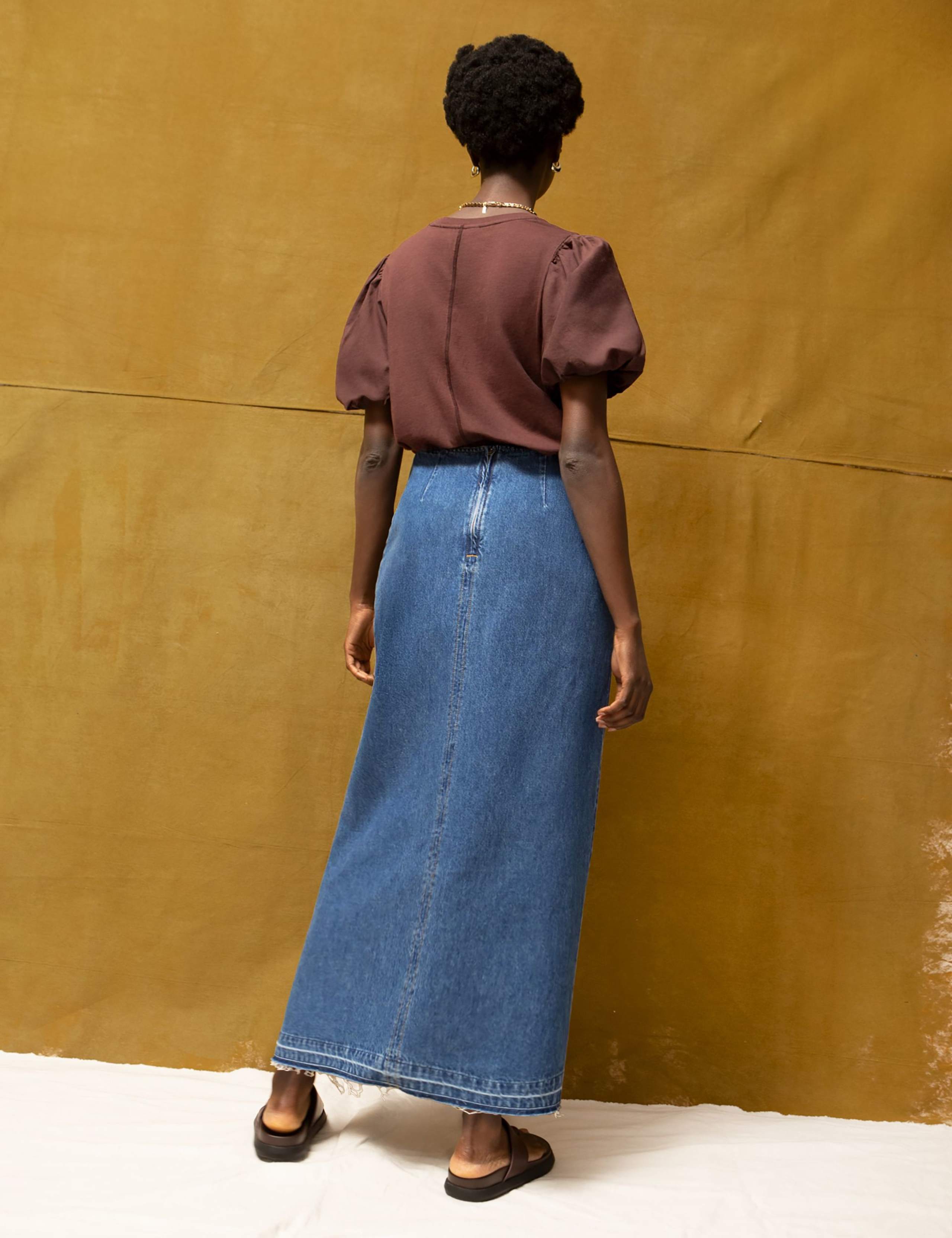 Denim Split Front Maxi Skirt 3 of 6
