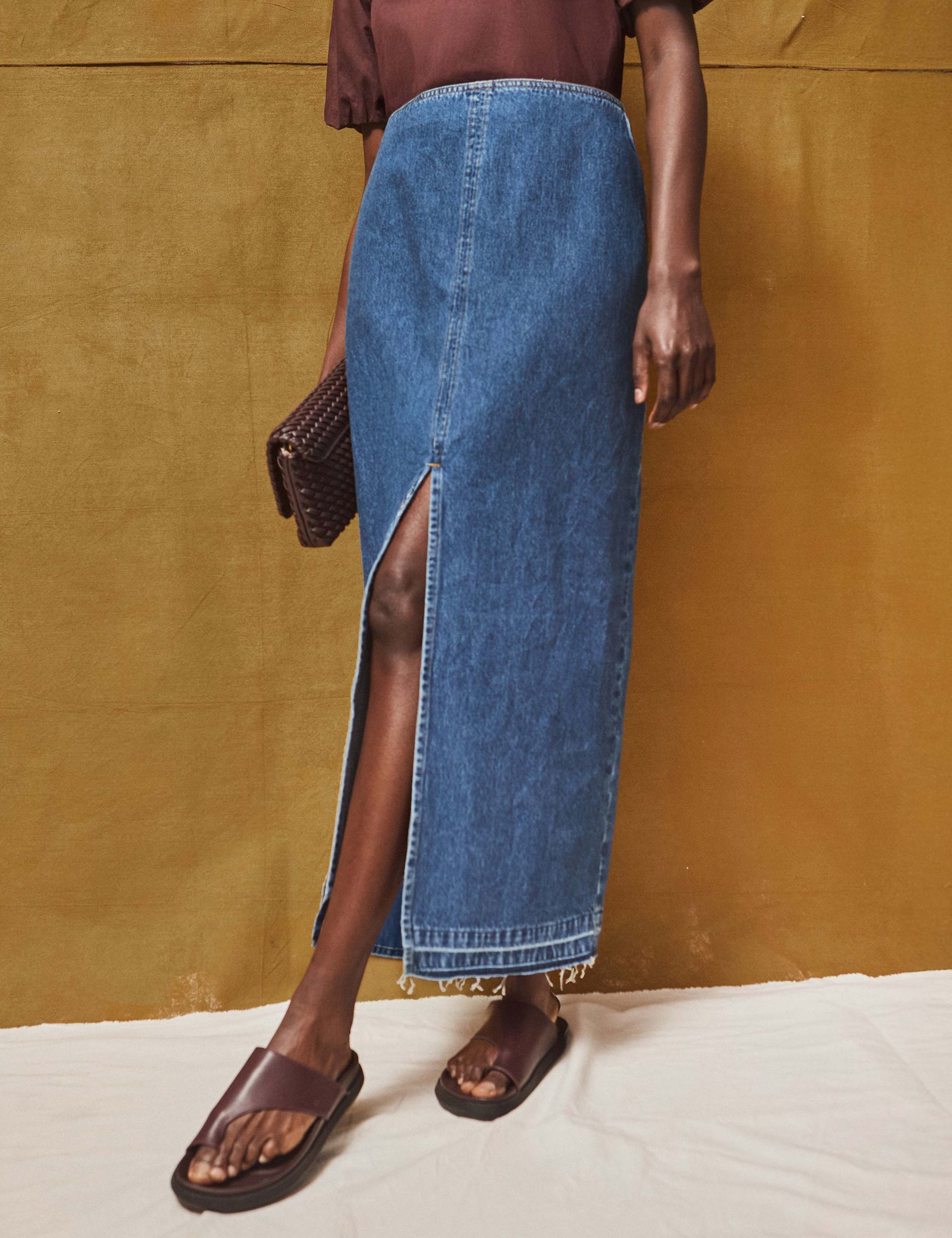 Denim Split Front Maxi Skirt 4 of 6