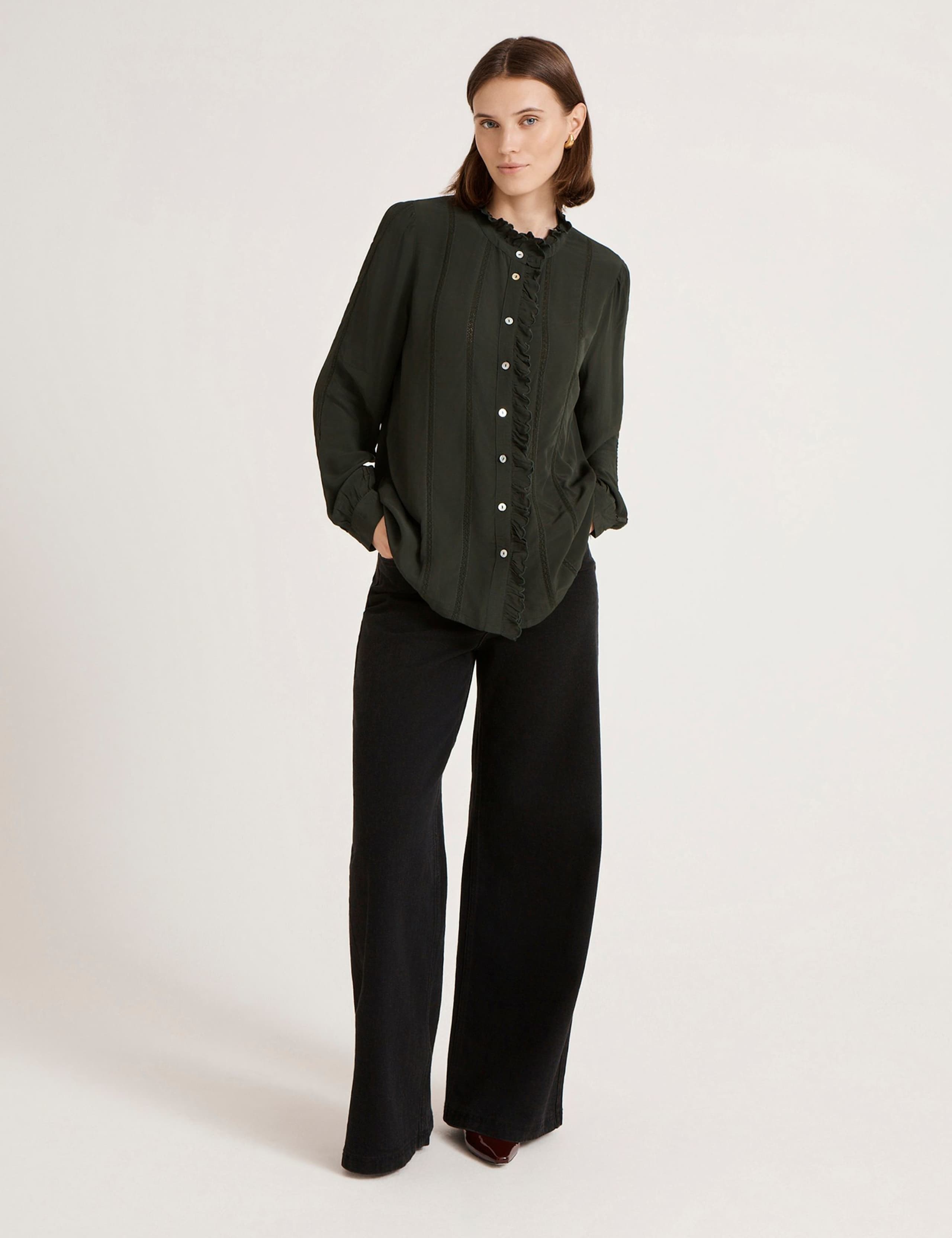 Crepe Round Neck Ruffle Blouse 3 of 5