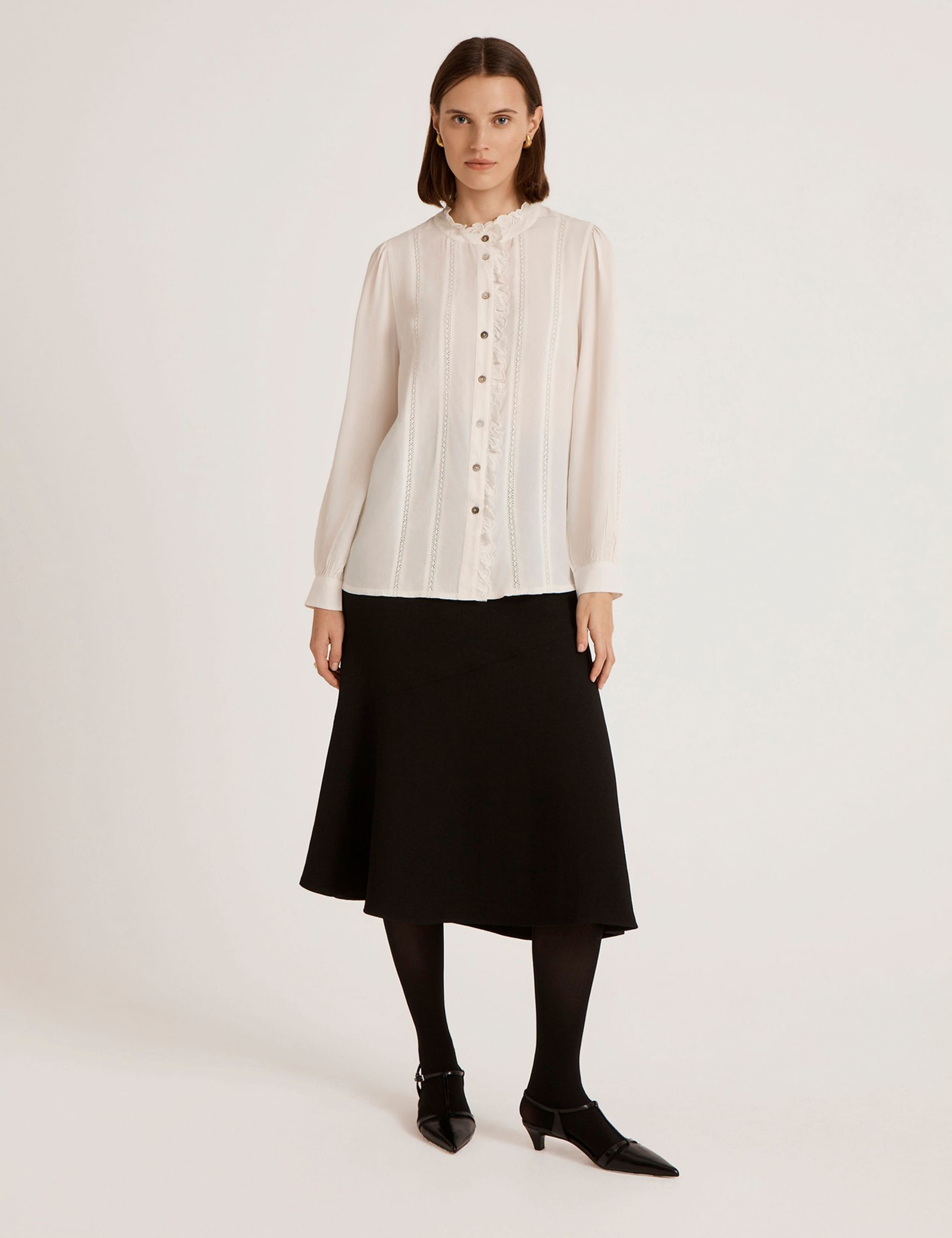 Crepe Round Neck Ruffle Blouse 2 of 4