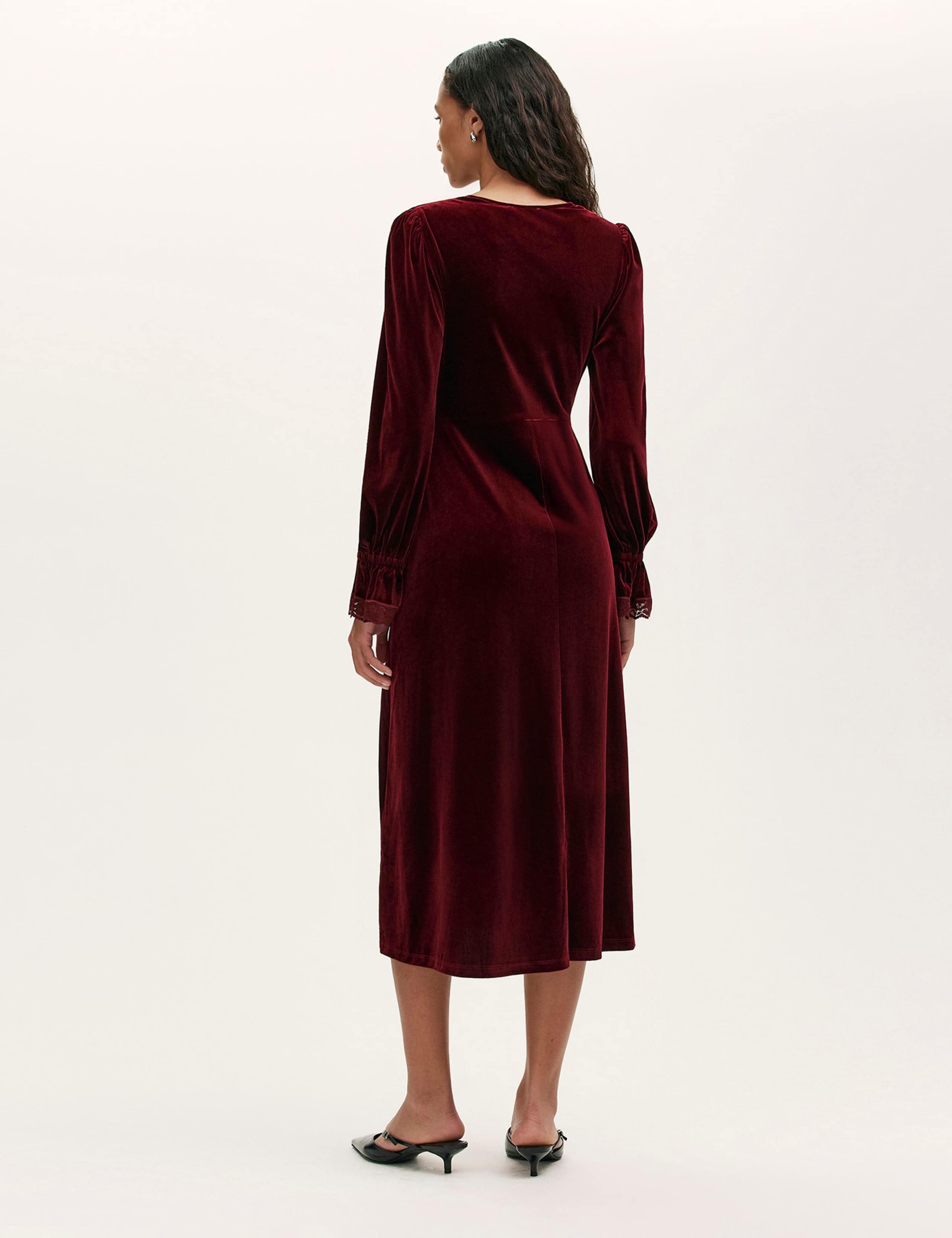 Velvet V-Neck Midi Tea Dress 3 of 5