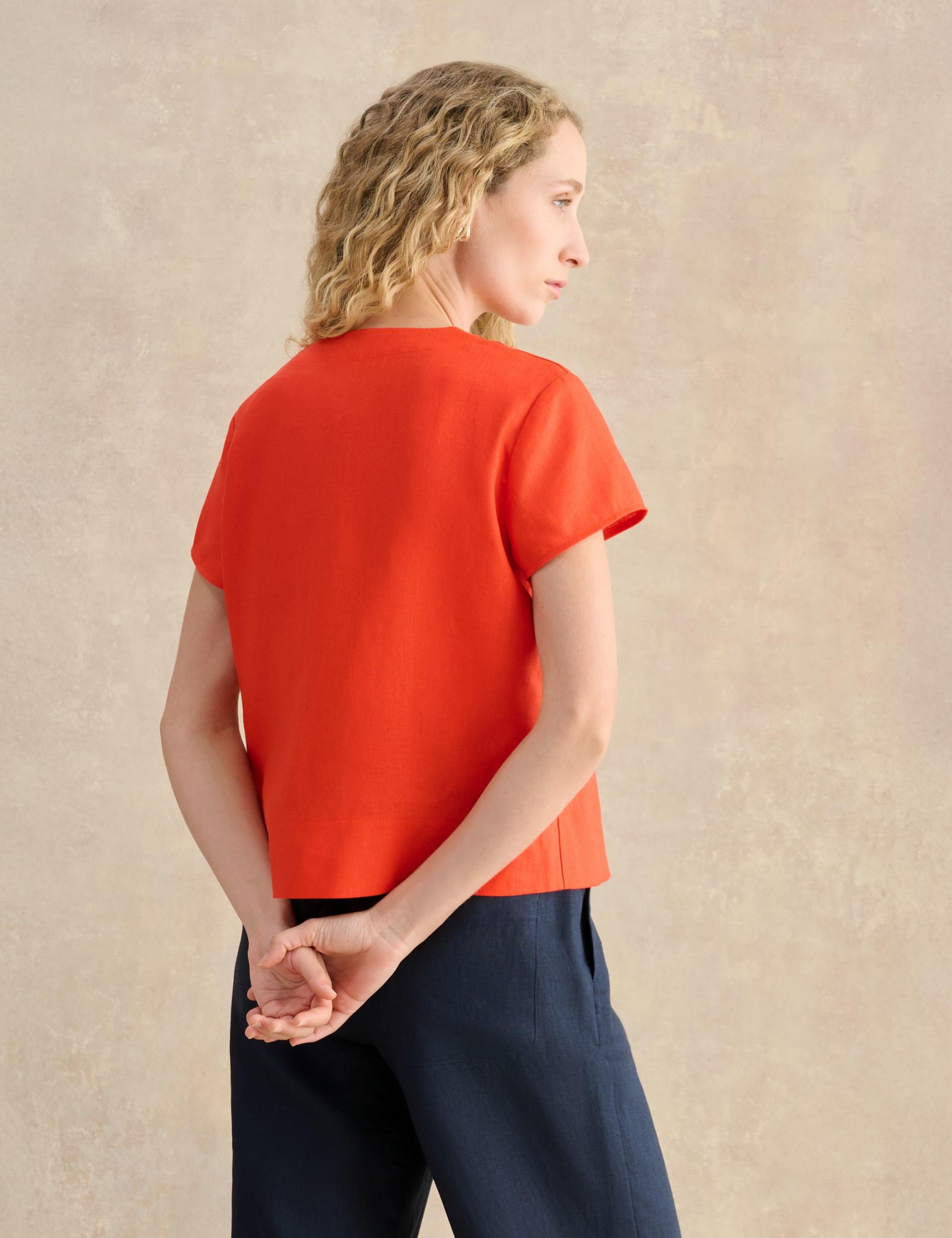 Pure Linen V-Neck Button Through Top 3 of 5