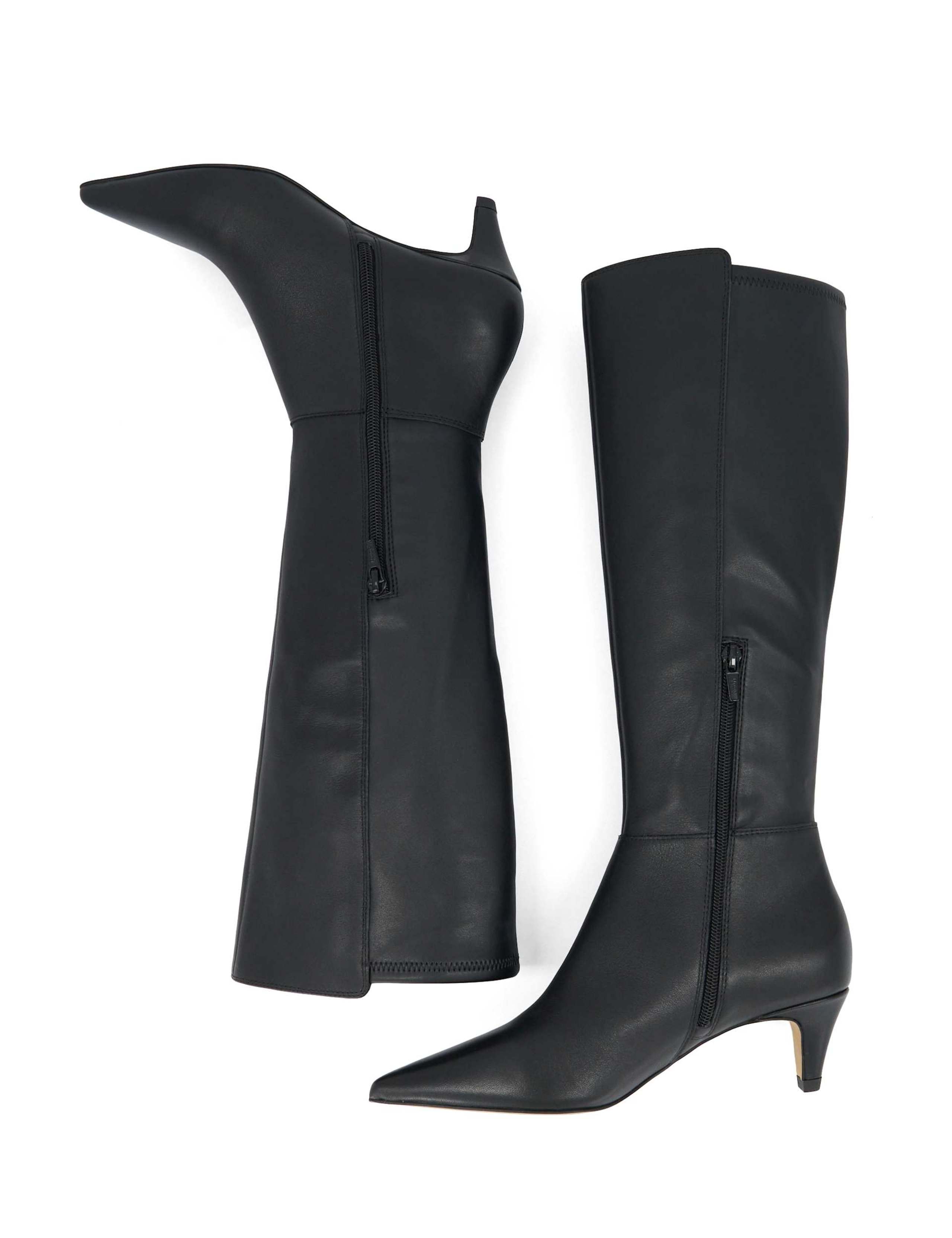 Shasa Leather Pointed Toe Knee High Boots 4 of 5