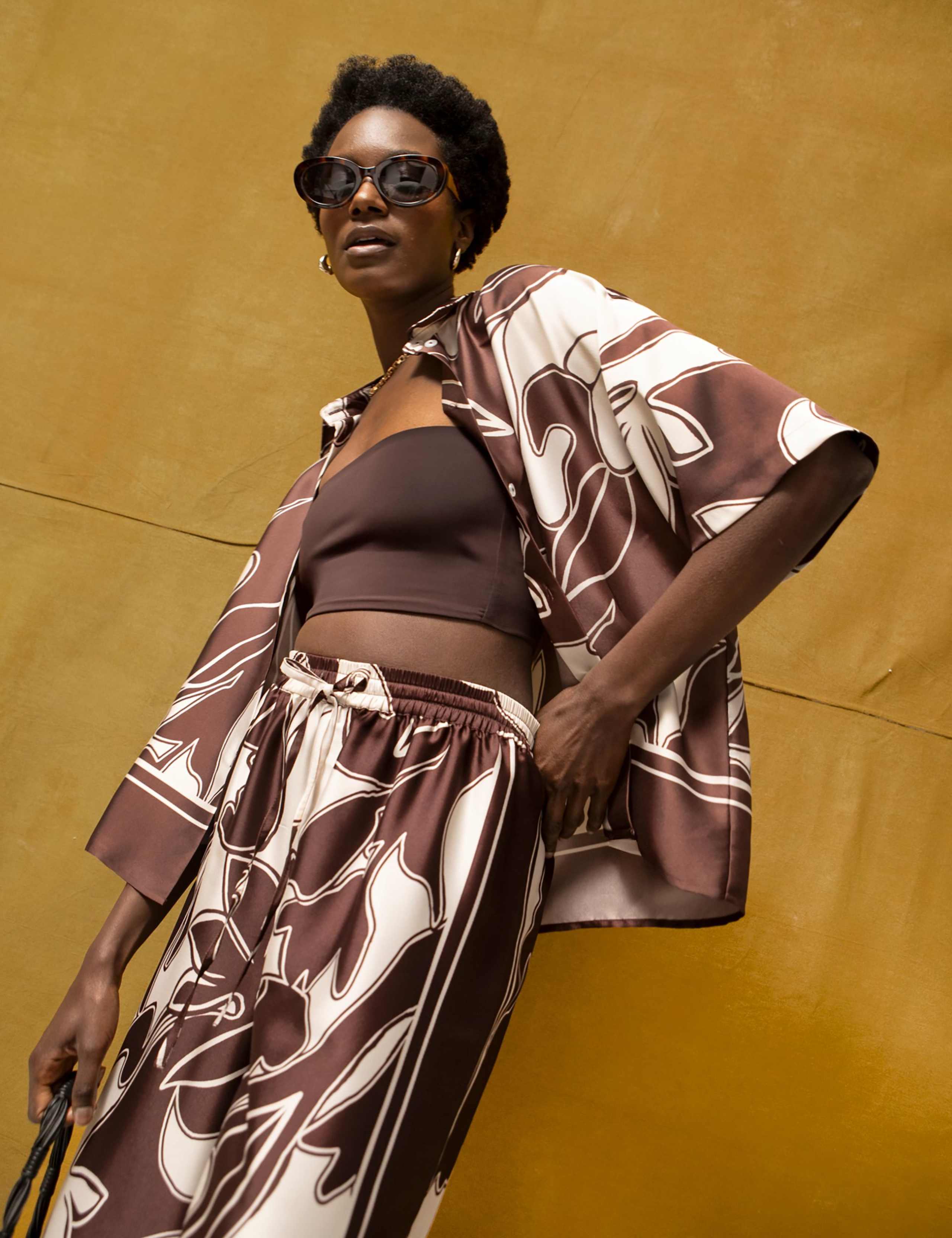 Printed Drawstring Wide Leg Trousers 5 of 6