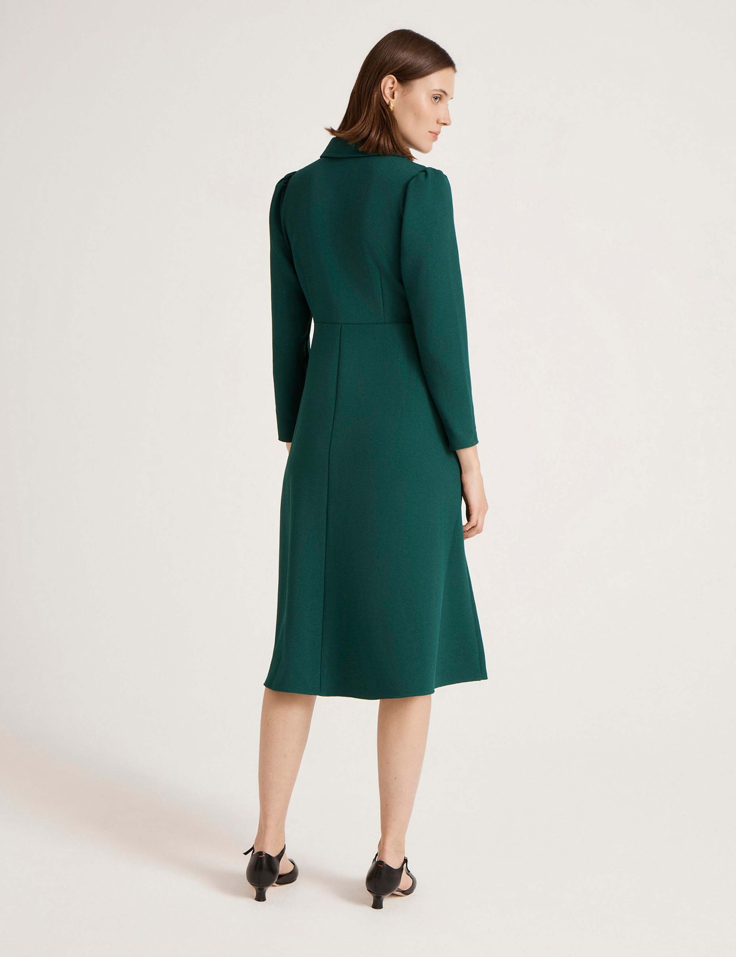 Crepe Button Front Midi Shirt Dress 3 of 5