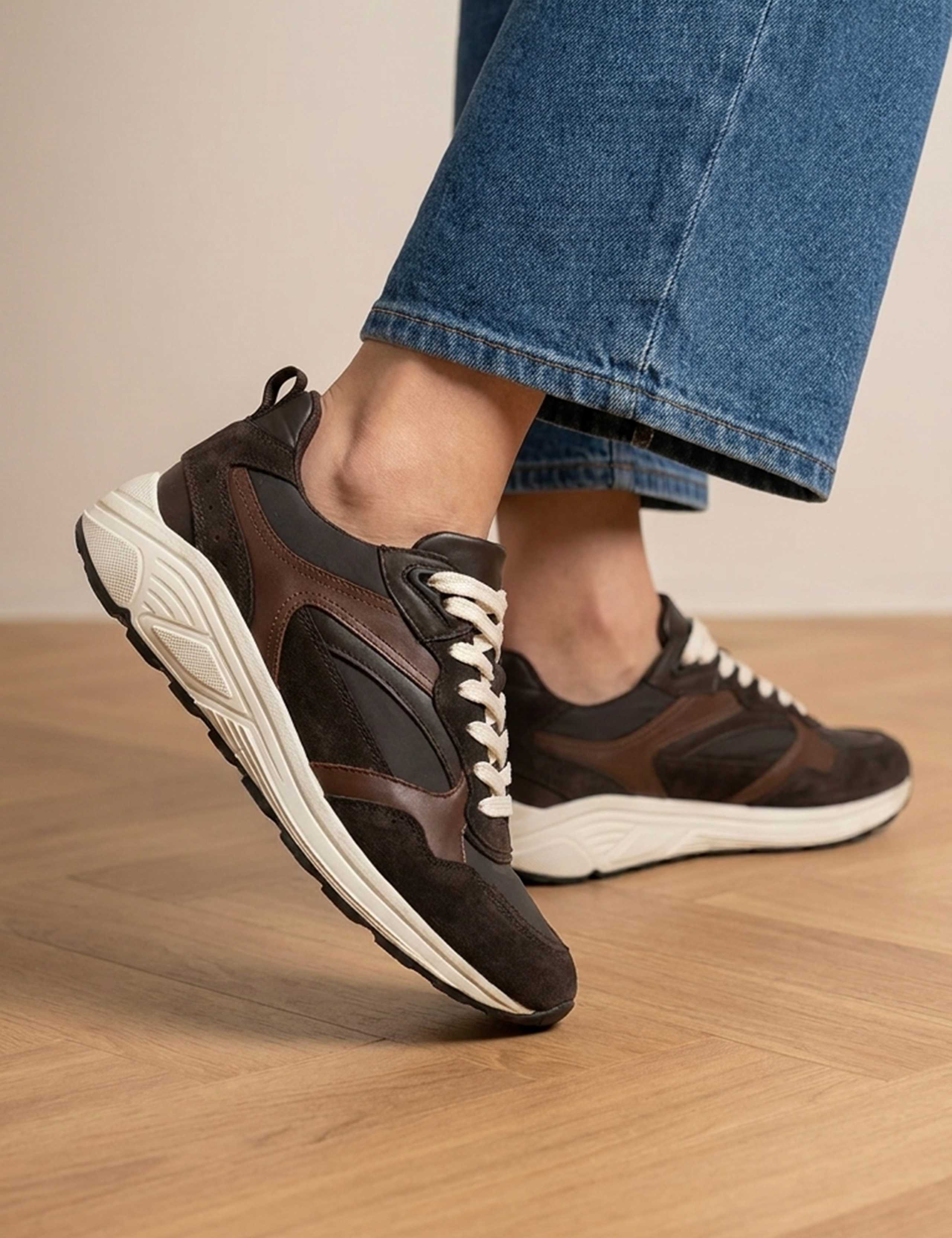Leather Lace Up Wedge Trainers 1 of 6