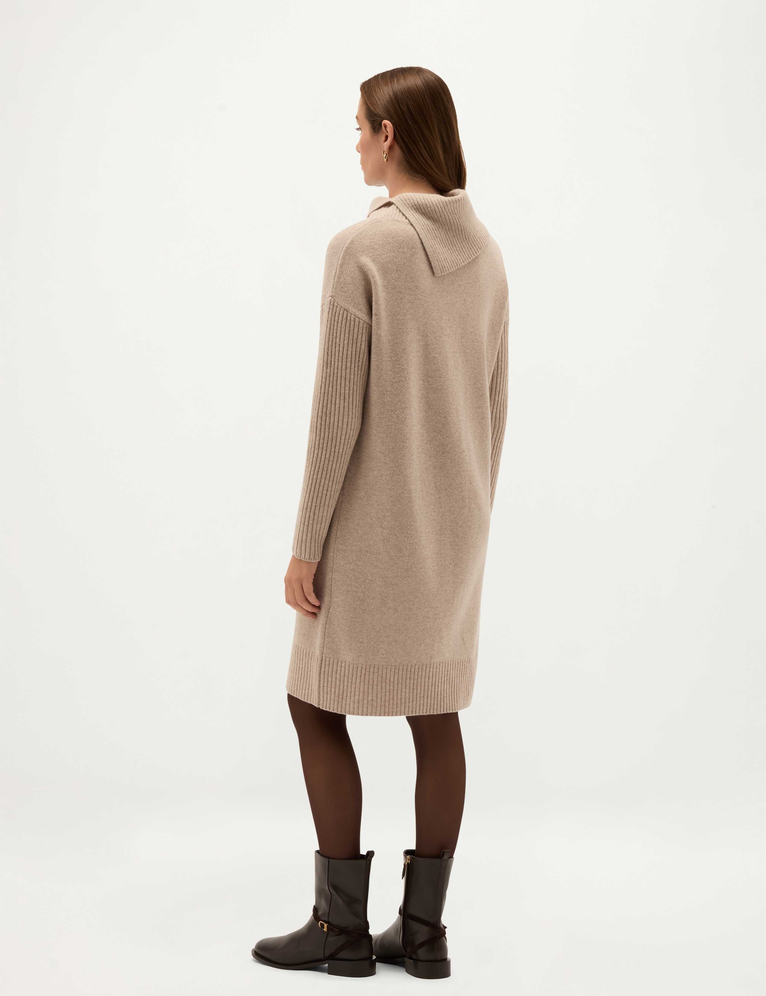 Merino Wool Rich Knitted High Neck Dress 3 of 6