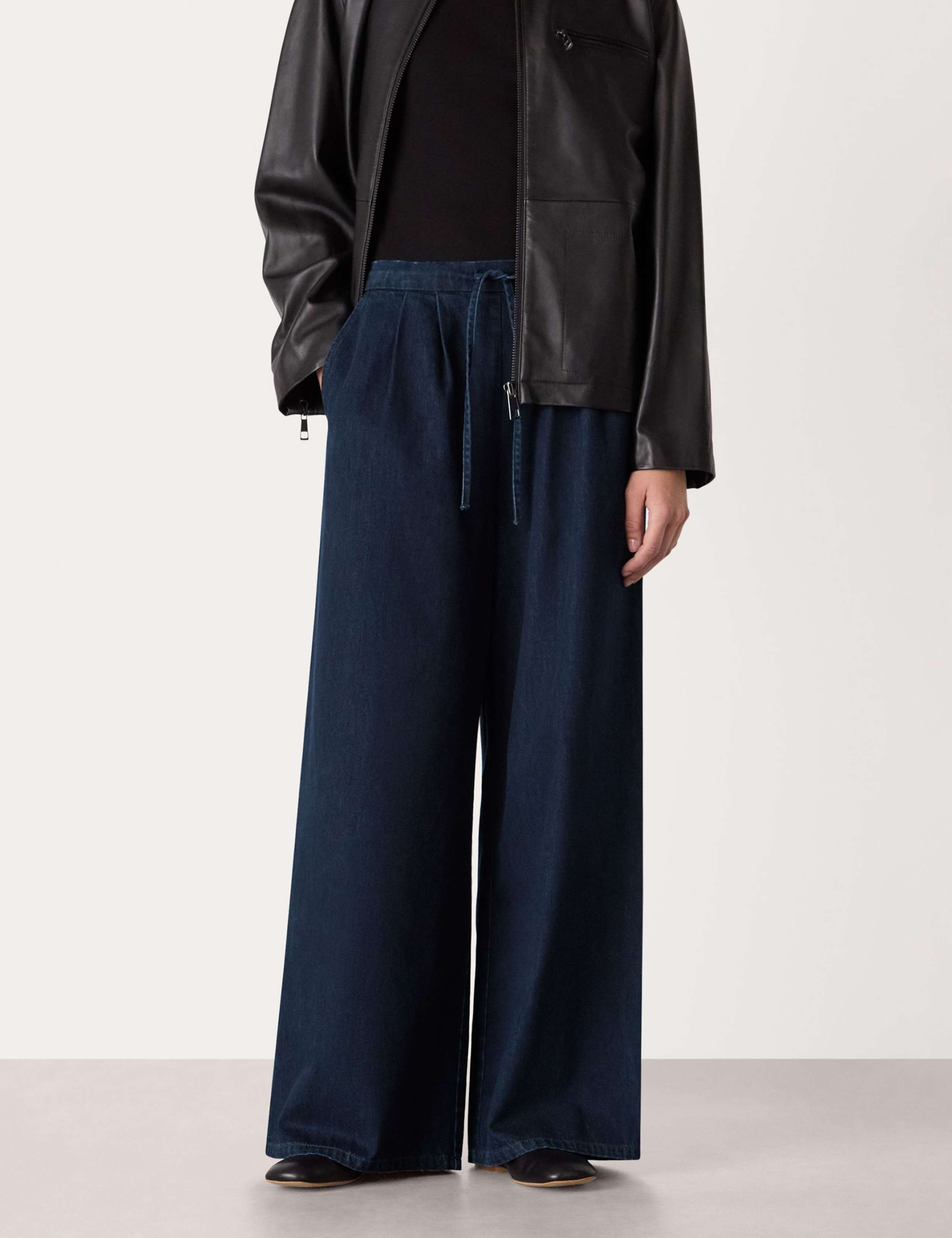 Pure Cotton Drawstring Wide Leg Trousers 1 of 4