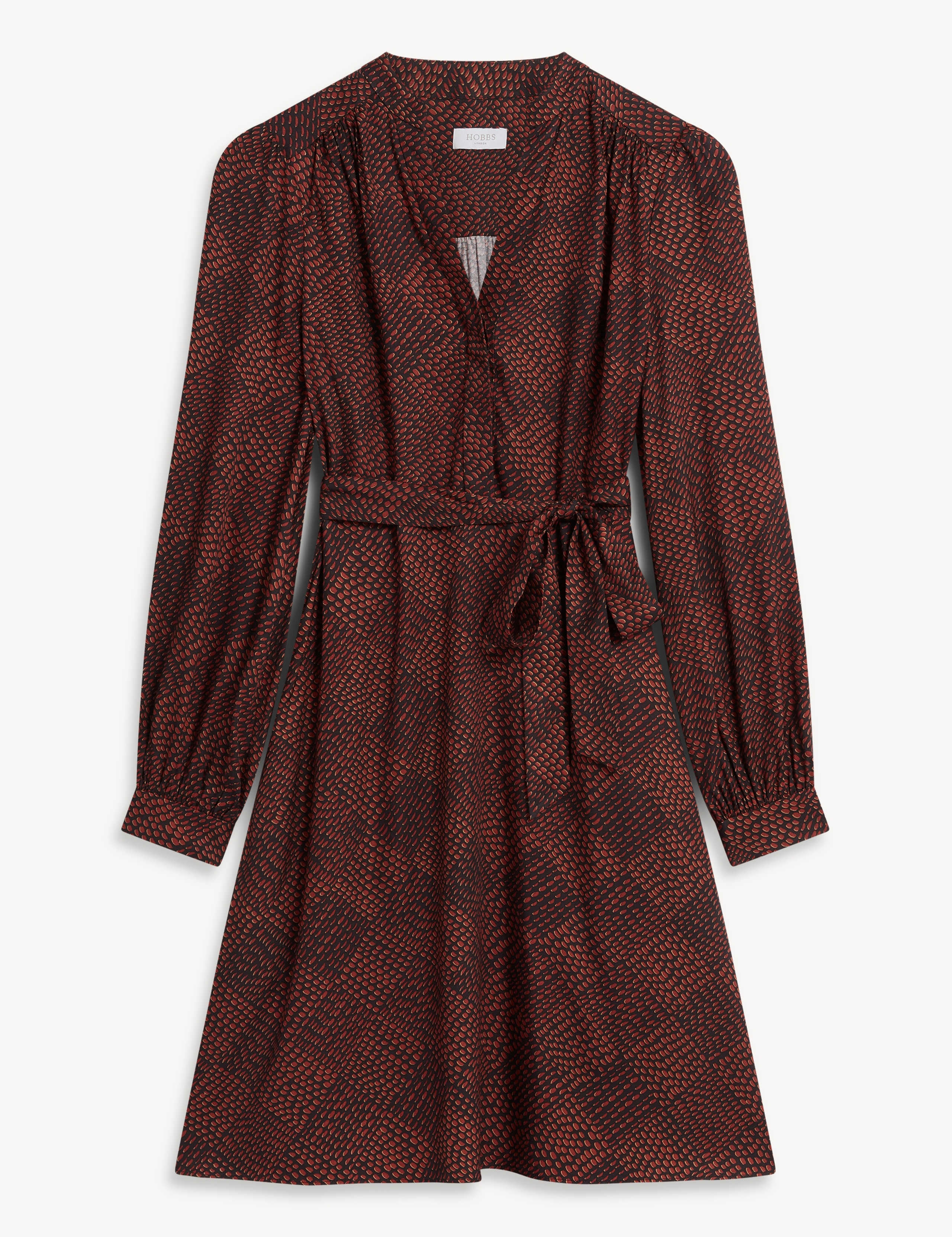 Printed V-Neck Tie Waist Mini Skater Dress 2 of 7