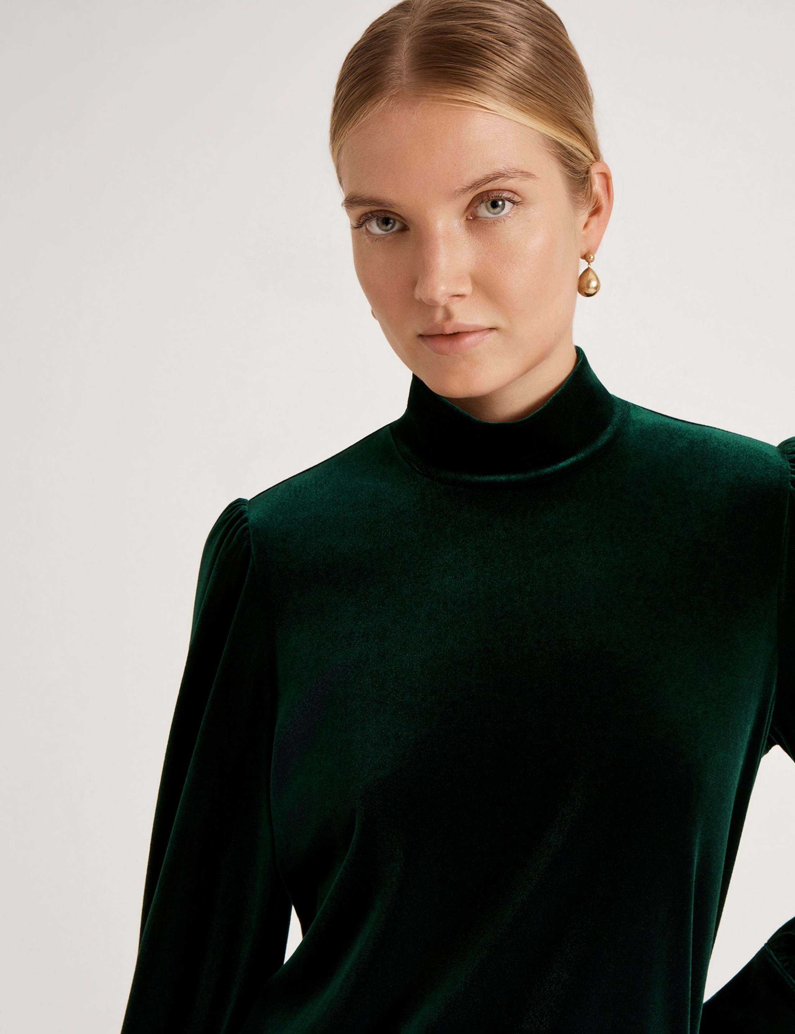 Velvet High Neck Puff Sleeve Top 5 of 5