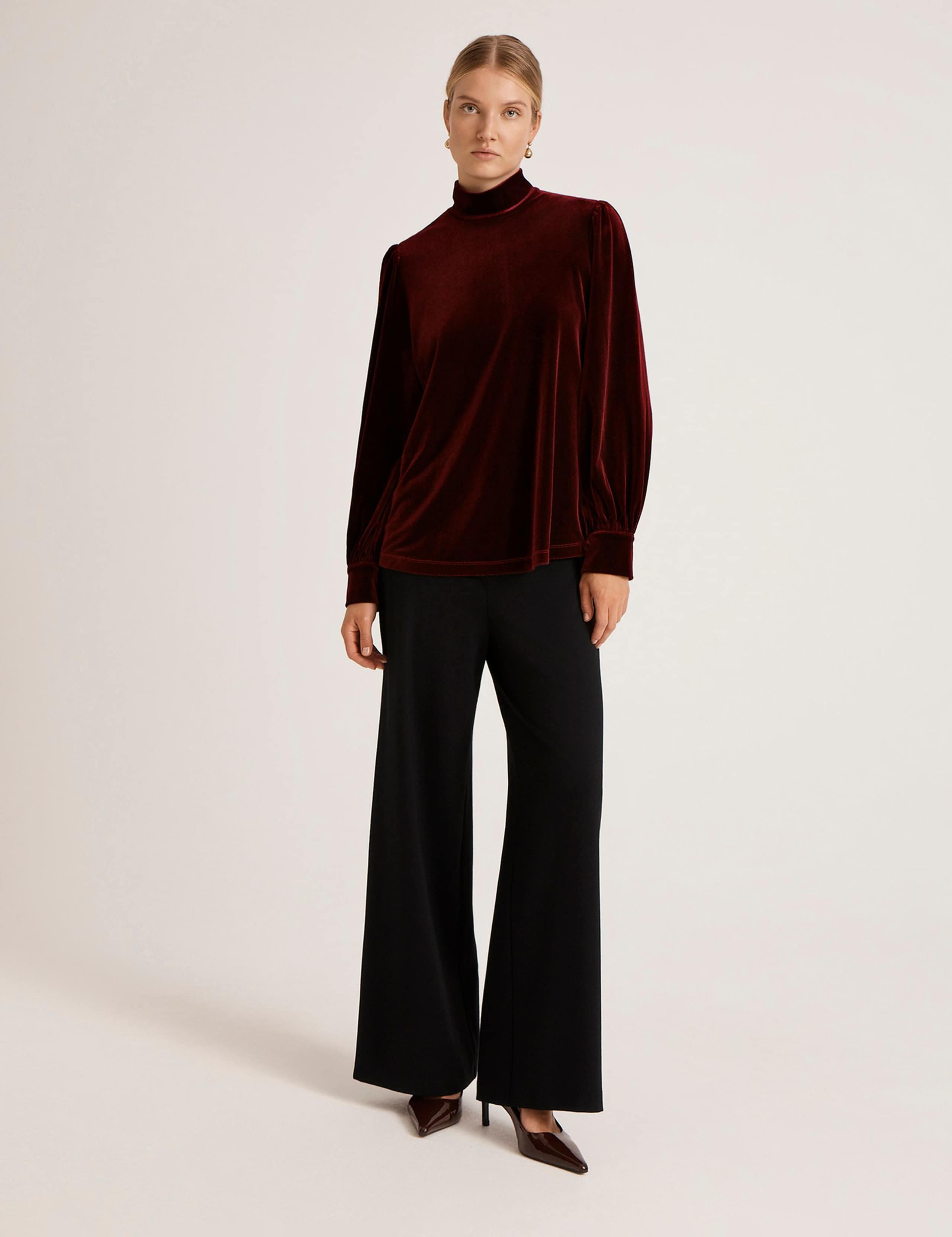 Velvet High Neck Puff Sleeve Top 5 of 5