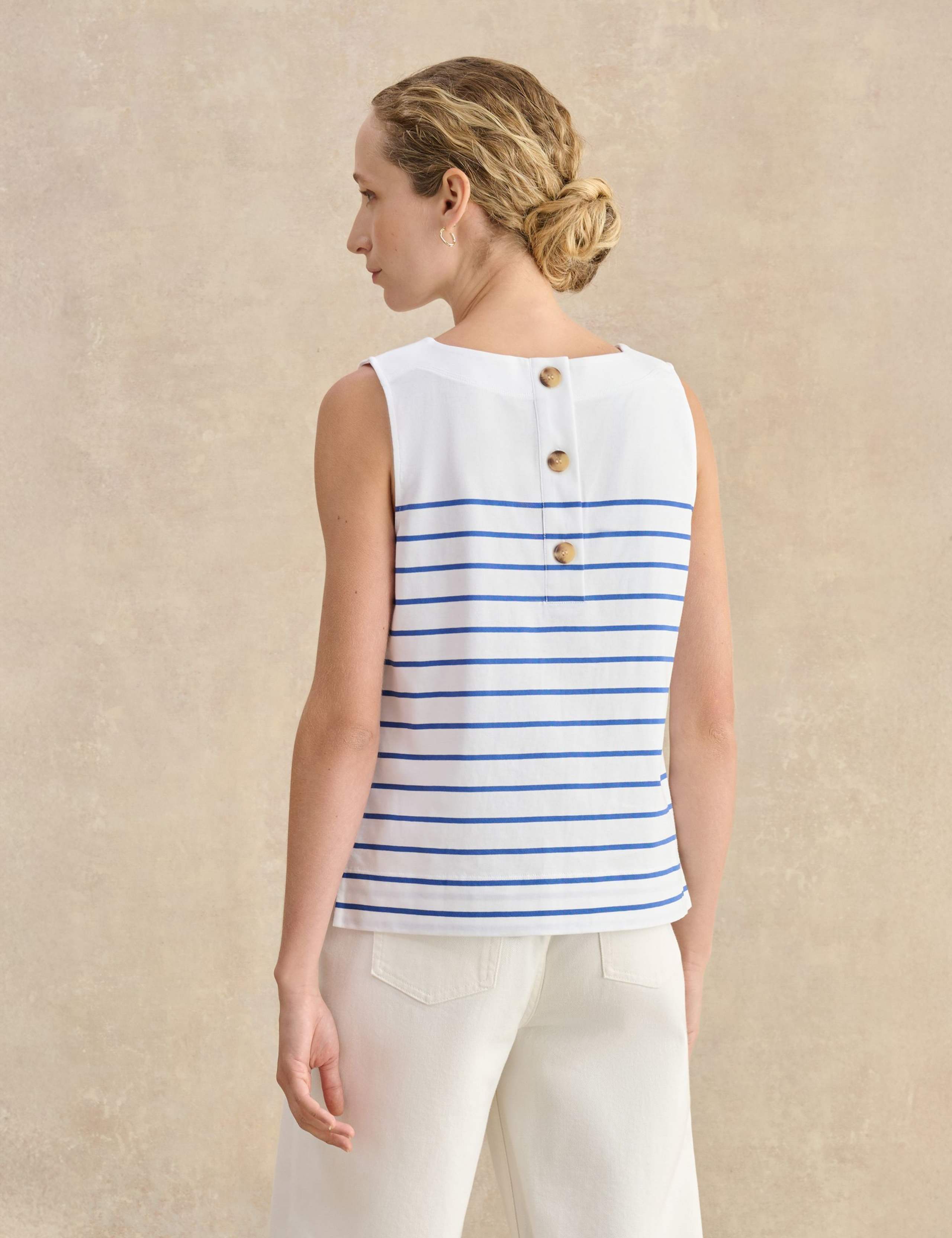 Pure Cotton Striped Button Detail Top 3 of 5
