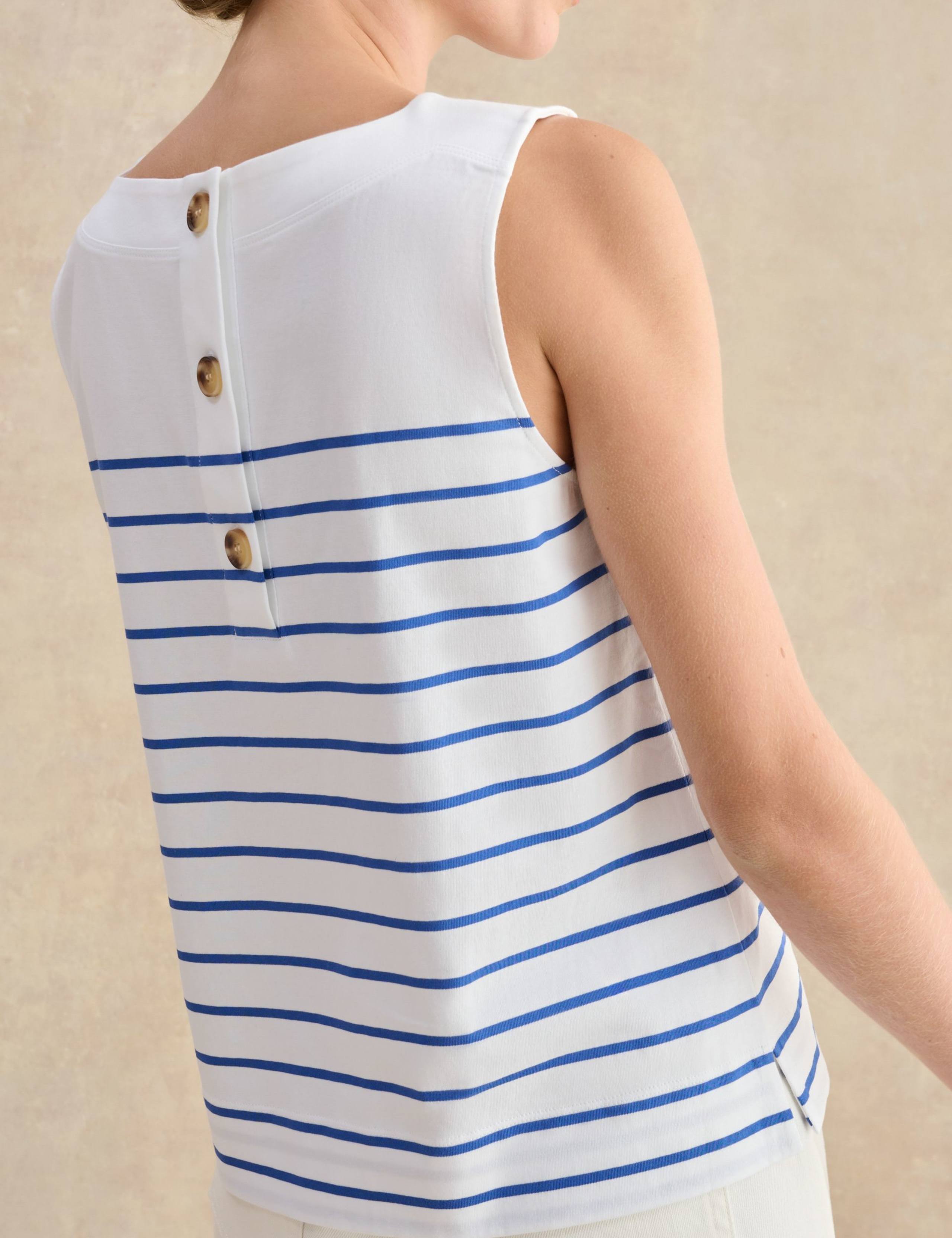 Pure Cotton Striped Button Detail Top 5 of 5