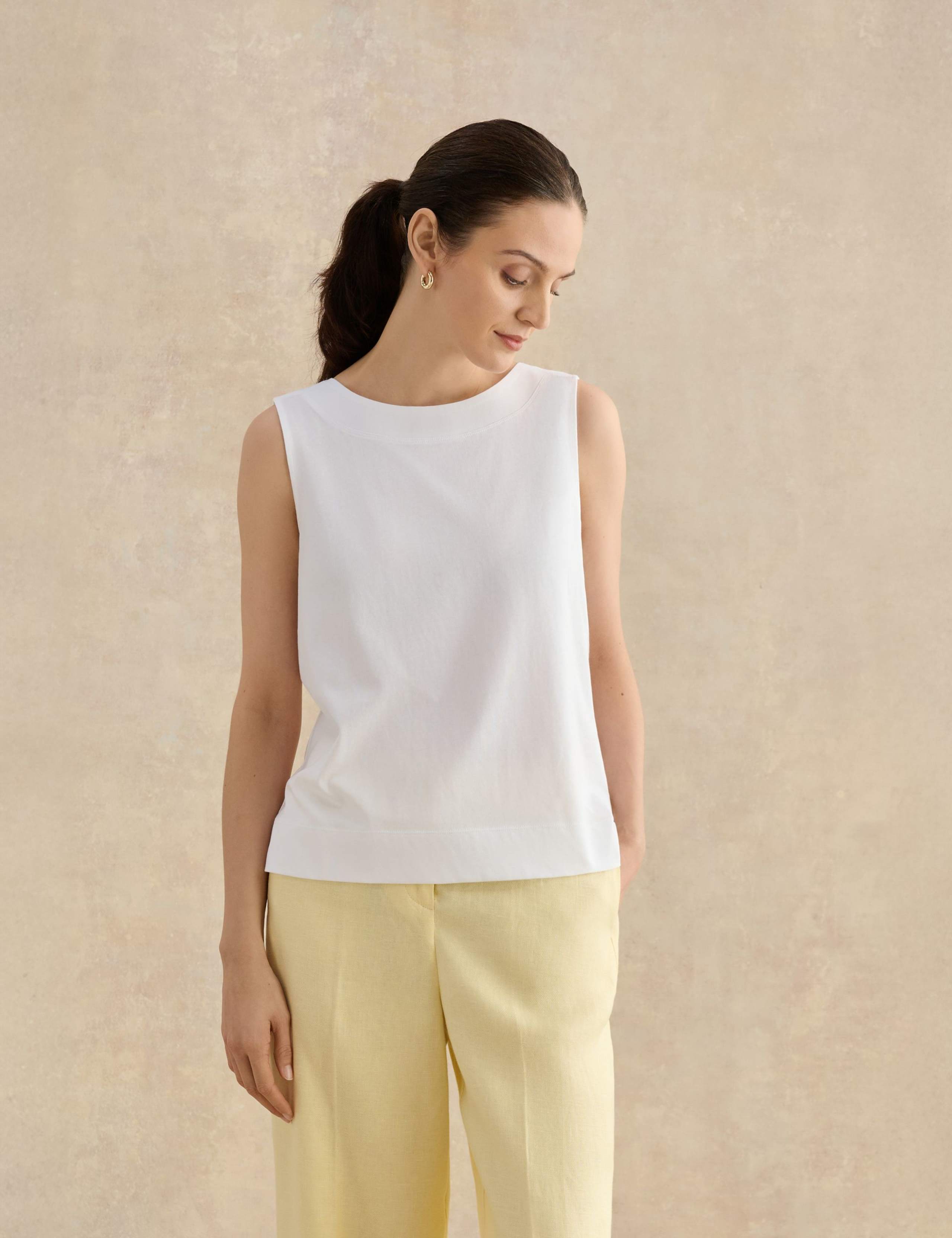 Pure Cotton Button Detail Vest Top 1 of 5