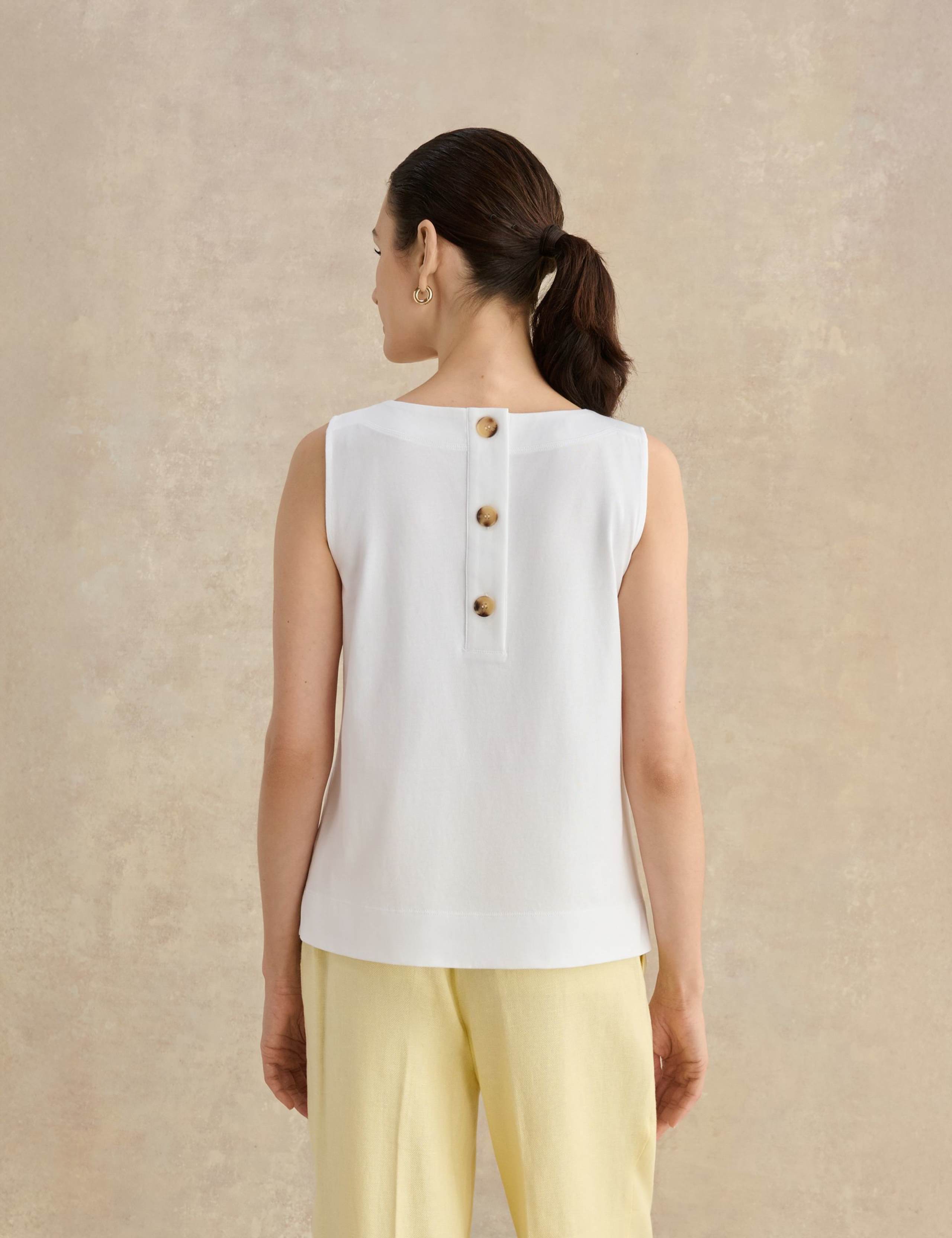 Pure Cotton Button Detail Vest Top 3 of 5