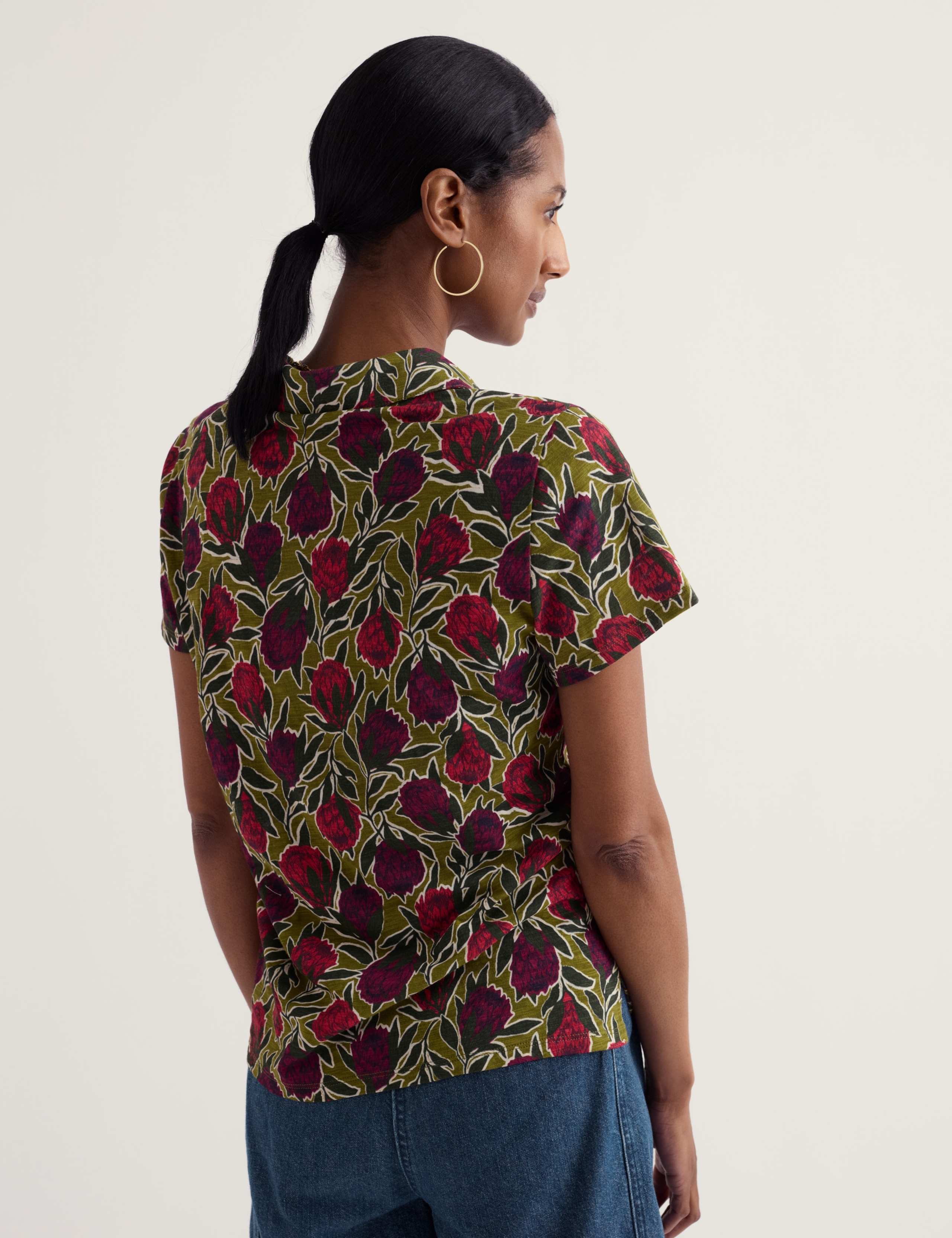 Pure Cotton Floral Collared Top 4 of 5
