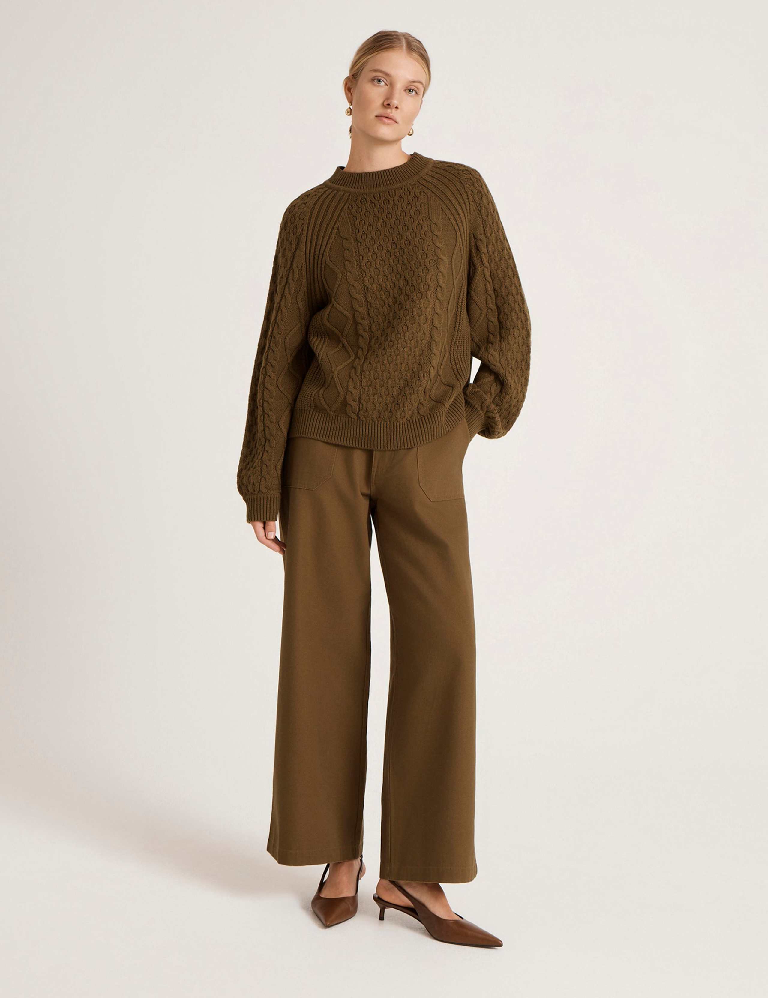 Cotton Rich Cable Knit Crew Neck Jumper 4 of 6